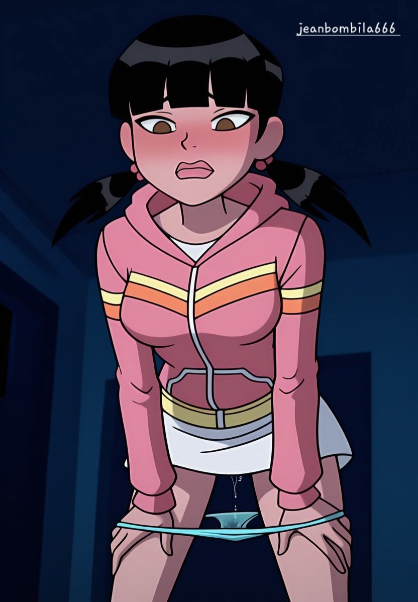 1girls, ai generated, asian female, ben 10, ben 10 omniverse, black hair, blue panties, bodily fluids, bodily fluids drip, bodily fluids from pussy, bodily fluids in pussy, brown eyes, cartoon network, dark hair, dark room, embarrassed, embarrassed expression, embarrassed female, female, female focus, female only, hoodie, jeanbombila666, julie yamamoto, julie yamamoto (omniverse), panties, ponytail, pussy, skirt, turquoise panties, white skirt