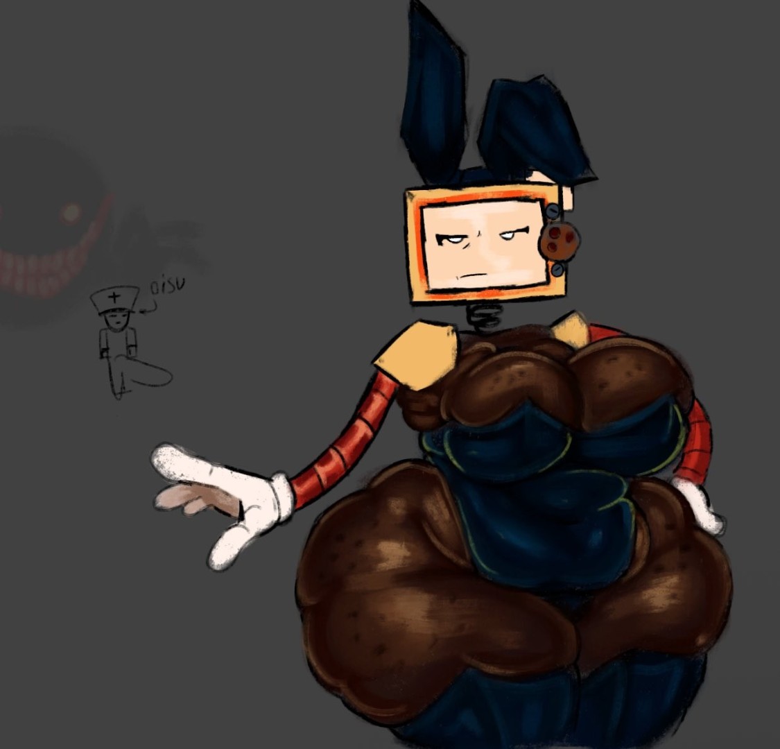 angry expression, big ass, big breasts, breasts, bunnysuit, cookieware (die of death), disumisu2, duplicate, evil scary (die of death), female, repost, screen face