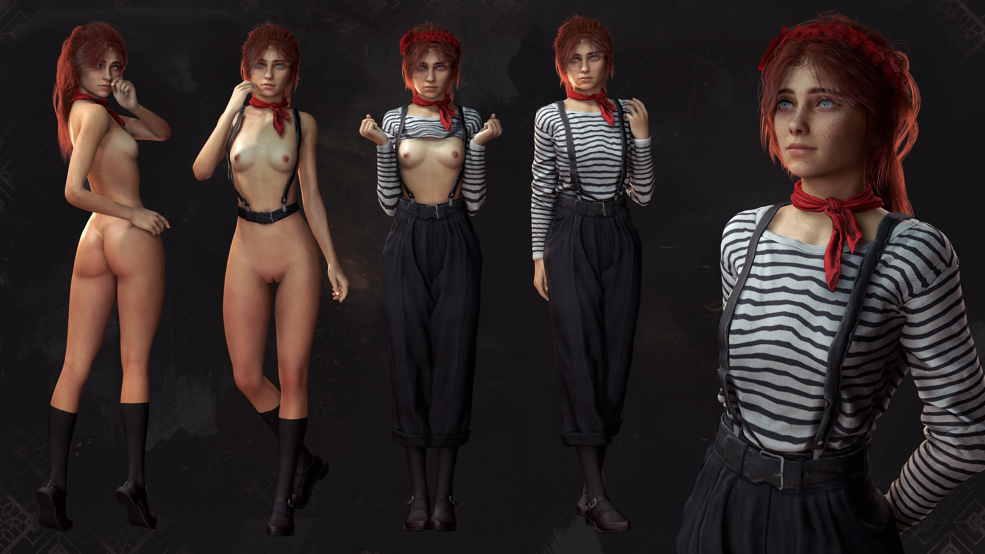 3d, blue eyes, clair obscur: expedition 33, female only, jackycracky, maelle (clair obscur: expedition 33), nude, red hair