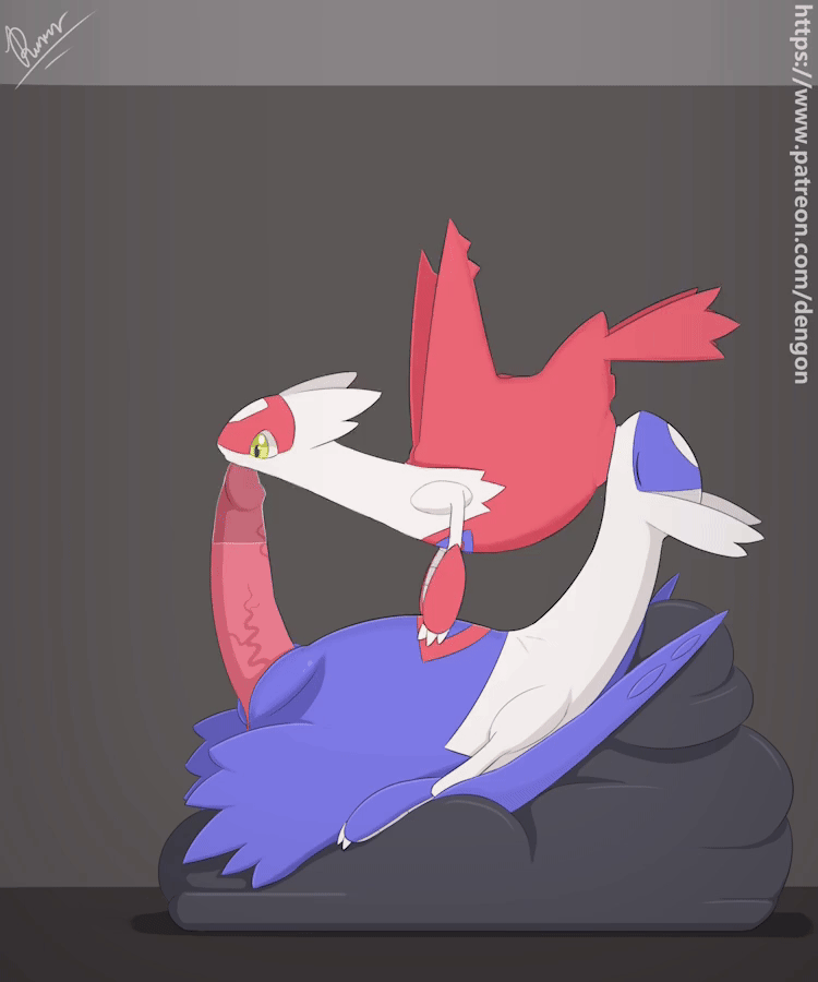 1boy, 1girls, 2d, 2d (artwork), 2d animation, animated, blue body, closed eyes, cunnilingus, deepthroat, dengon, duo, fellatio, female, female feral, female pokemon, feral, feral female, feral male, feral on feral, feral only, feral penetrated, feral penetrating, feral penetrating feral, latias, latios, legendary pokemon, lying, male, male feral, male pokemon, male/female, oral sex, penis, penis in mouth, pokemon, pokemon (species), pussy, red body, sex, straight, tongue, tongue out