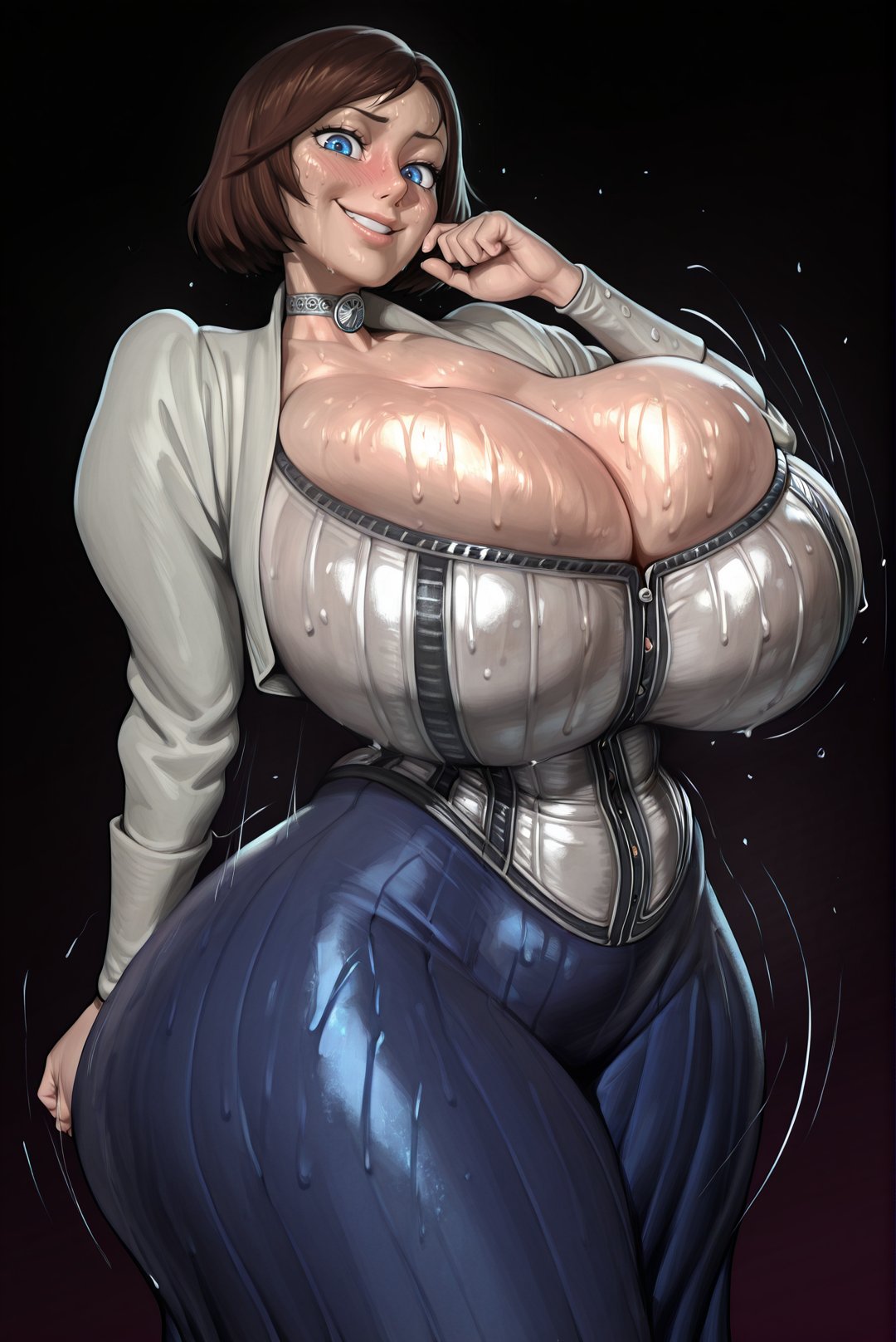 1female, 1girls, 2d, 2d (artwork), ai, ai art, ai assisted, ai generated, biceps, big ass, big breasts, big butt, big thighs, bioshock, bioshock infinite, biped, blue eyes, blush, breasts, brown hair, elizabeth comstock, female, female focus, female only, hotdonutsai, hourglass figure, huge ass, huge breasts, huge butt, human, humanoid, light skin, light-skinned female, short hair, stable diffusion, straight, thick, thick ass, thick hips, thick legs, thick thighs, thighhighs, thighs, tight clothes, voluptuous, voluptuous female, white female