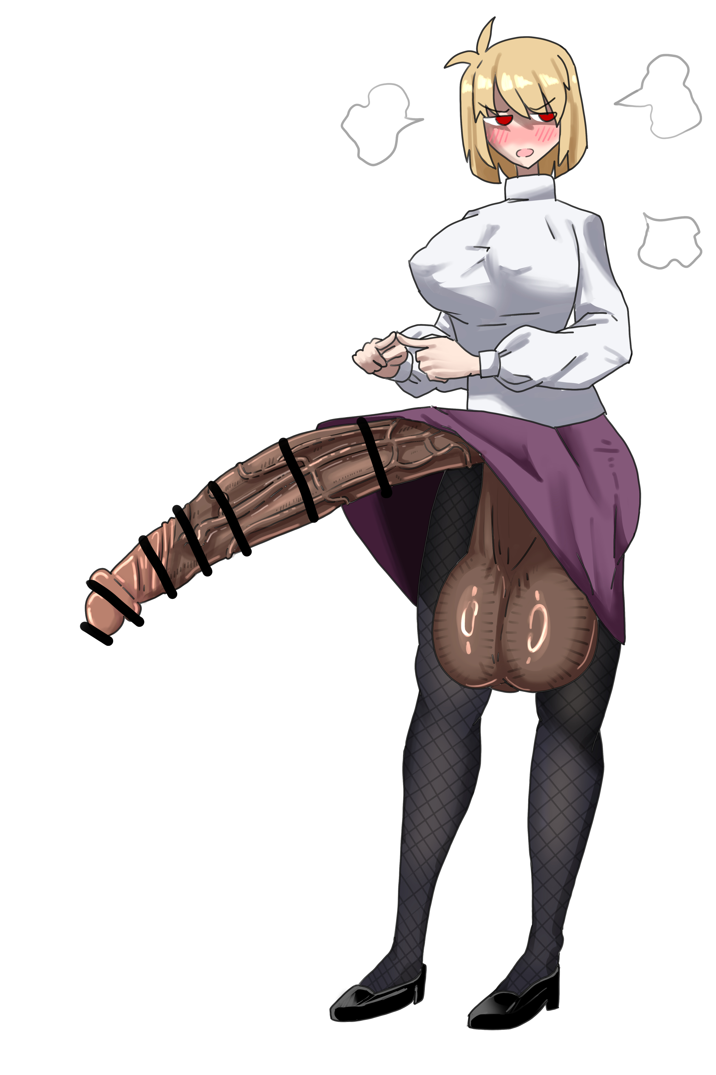 1futa, arcueid brunestud, areolae, balls, bar censor, big areola, big balls, big breasts, big nipples, big penis, big testicles, blonde hair, breasts, censored, clothed, clothing, cock, dick, dickgirl, erect nipple, erect nipples, erect penis, erection, futa only, futanari, intersex, kanacorp, light-skinned futa, light-skinned futanari, long hair, long penis, melty blood arcueid figure (meme), nipples, penis, red eyes, scrotum, solo, solo futa, testicles, tsukihime, veiny penis