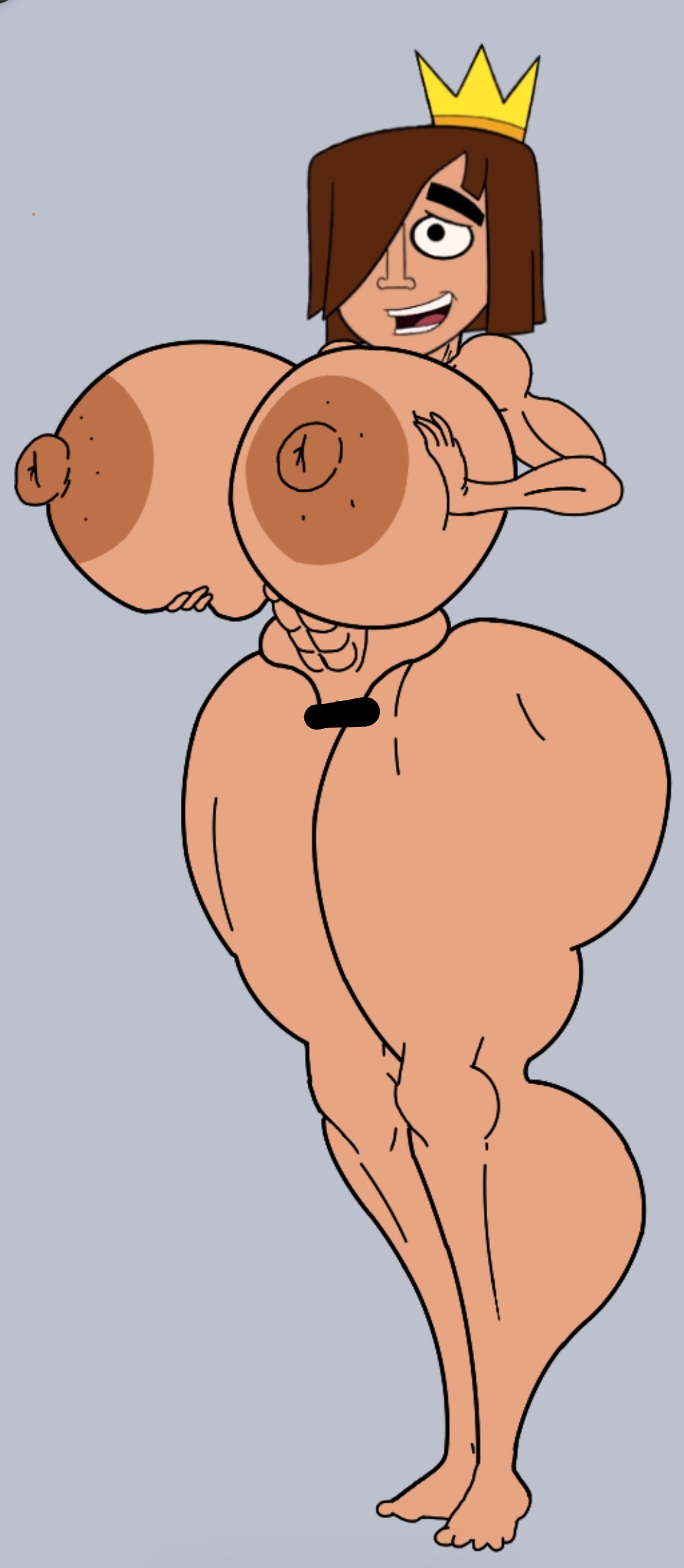 1girls, abs, ass, big ass, big breasts, big butt, breasts, brown hair, censored pussy, clash (series), clash a rama, clash of clans, clash royale, completely nude, completely nude female, crown, female, female focus, female only, hair covering eye, hips, large ass, large breasts, large butt, naked, naked female, nipples, nude, nude female, nudity, nut-master, open mouth, princess, princess (clash royale), royalty, short hair, smile, smiling, solo, solo female, solo focus, standing, tasteofchoklit (edit), thick thighs, thighs