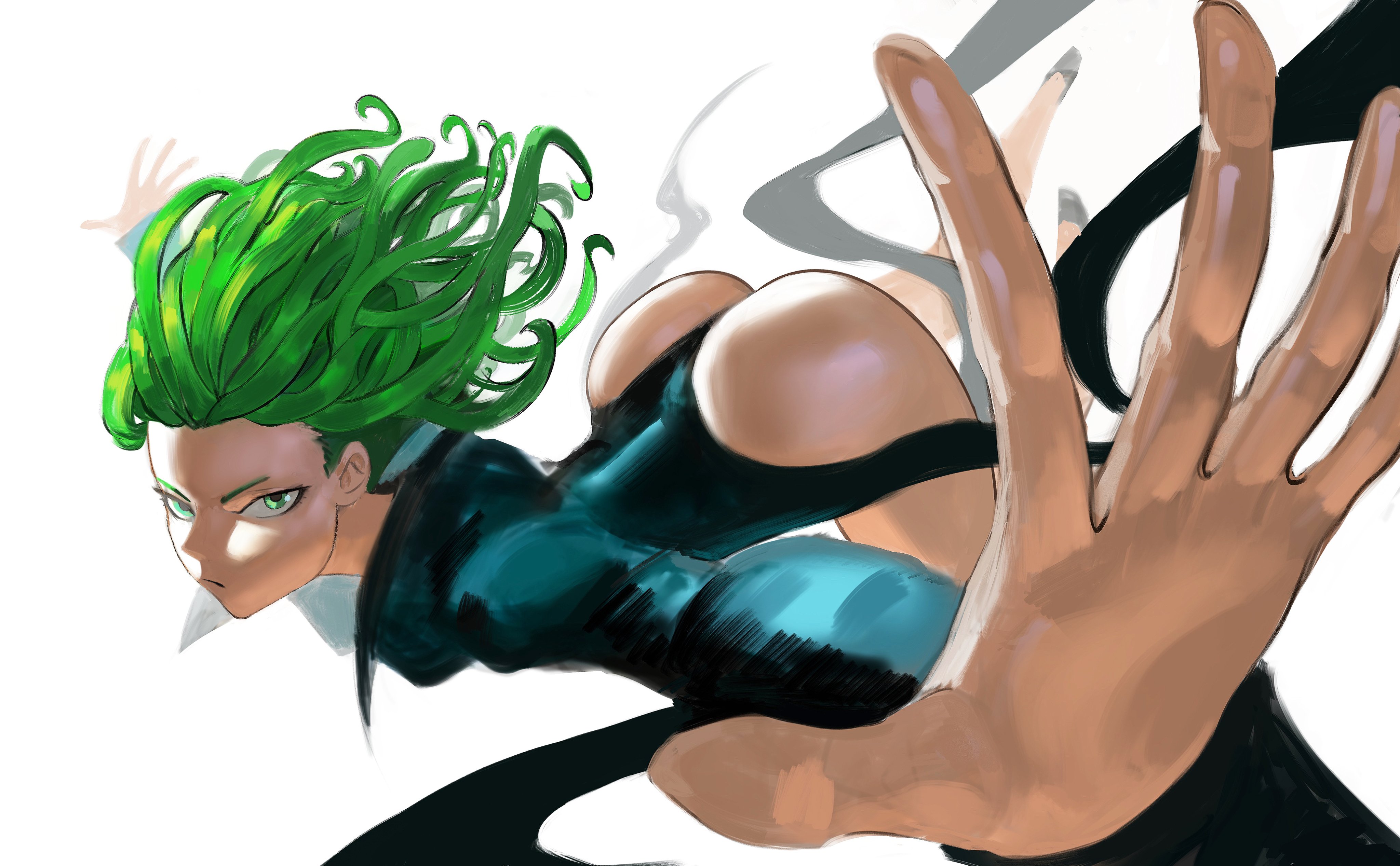 1girls, ass, big ass, female, green hair, mashingvaquita, no sex, one-punch man, tatsumaki