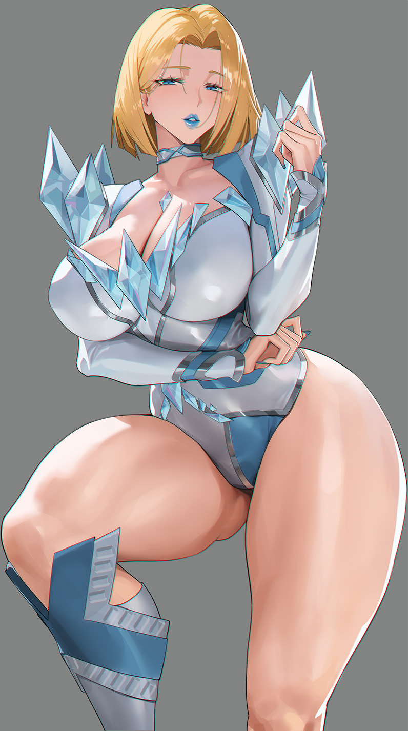 1girls, 2d, big breasts, blonde female, blonde hair, blue eyes, blue lips, blue lipstick, blue nail polish, blue nails, bob cut, breasts, choker, cleavage, clothed, clothed female, emma frost, emma frost (marvel rivals), female, female only, hair, hips, huge breasts, kan qianhuilan, leotard, lips, lipstick, marvel, marvel comics, marvel rivals, nail polish, nails, neckwear, short hair, solo, solo female, thick thighs, thighs, thunder thighs, wide hips