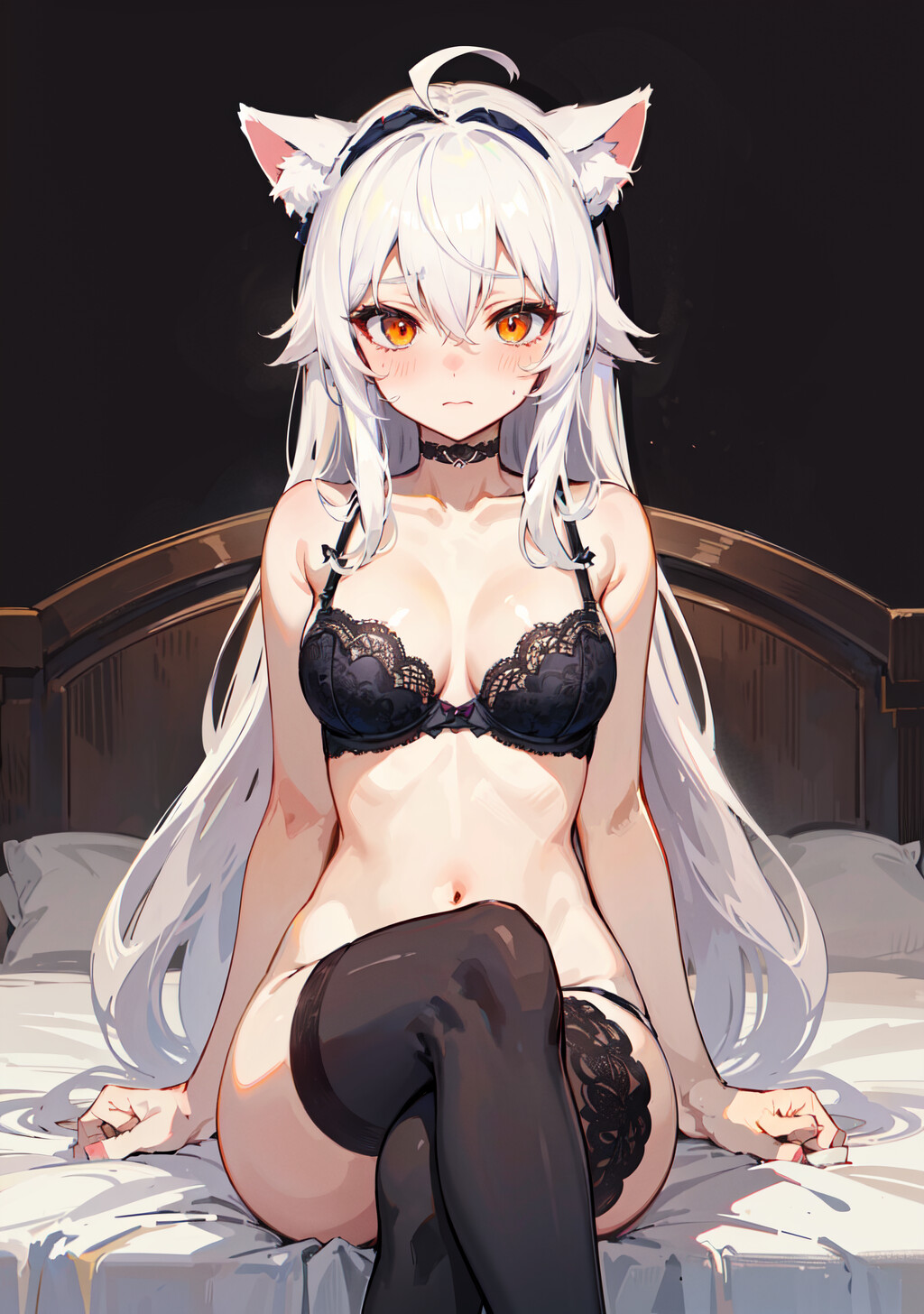 1girls black_legwear cat_ears medium_breasts tagme thighhighs