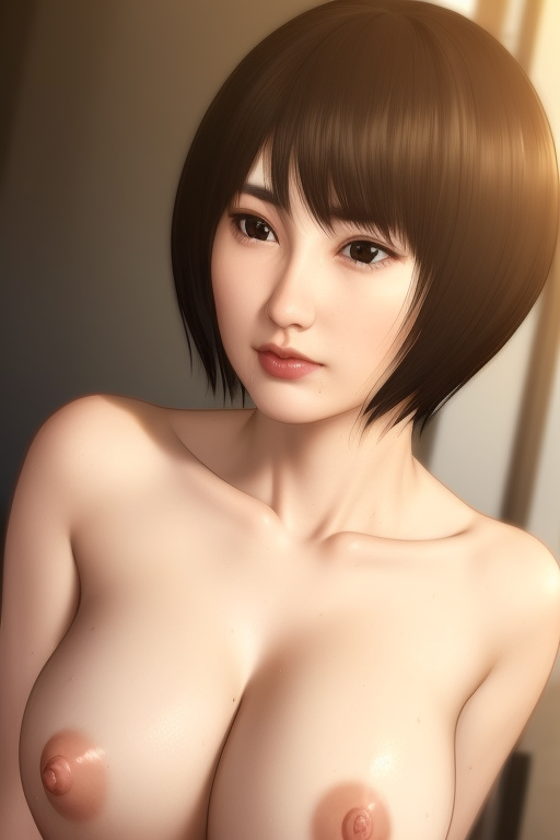 ai_generated asian big_breasts brown_hair makimura_makoto nipples ryuu_ga_gotoku smile