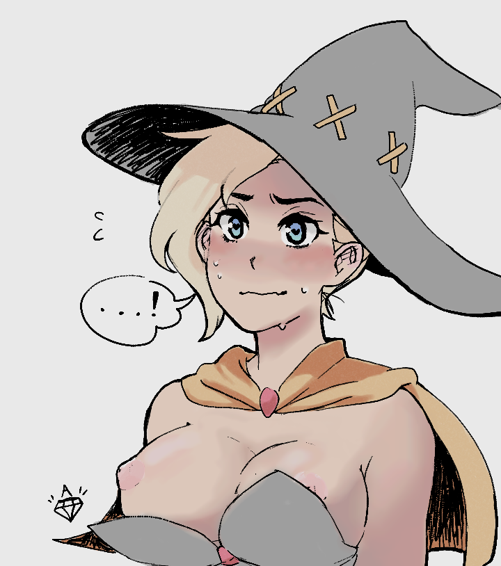 alternate costume, costume, female, mercy, overwatch, solo, under-ignore, wardrobe malfunction, witch, witch mercy