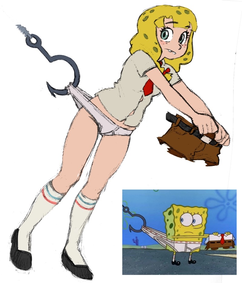 briefs color colored drawfag drawfriend embarrassed_underwear_female embarrassed_undressed_female female genderswap genderswap_(mtf) hook humanized nickelodeon nicktoons no_pants paramount_pictures parody reference_image rule_63 spongebob_reference spongebob_squarepants spongebob_squarepants_(character) tighty_whities underwear wedgie white_background