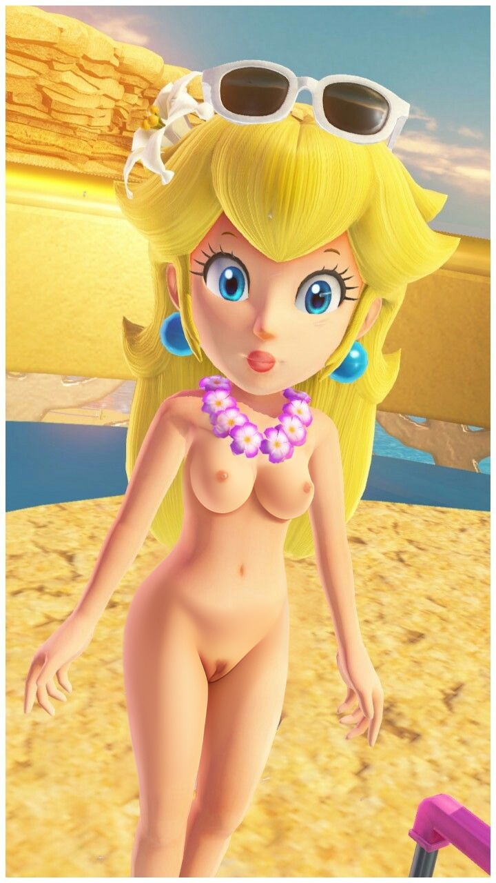 3d accurate_art_style beach blonde_hair blue_eyes breasts cute cute_face female female_focus female_only human human_only light-skinned_female light_skin mario_(series) medium_breasts navel nintendo nipples nude nude_female outdoors princess_peach pussy solo solo_female sunglasses_on_head super_mario_odyssey tuxedohank vulva