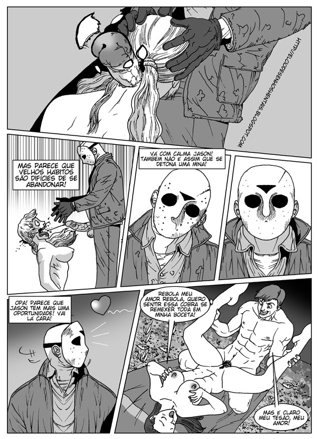 2boys 2girls comic death death_by_penis female female_death friday_the_13th girl gore heart_symbol hockey_mask jason_voorhees oral penis ryona sex skull_fucking straight translation_request