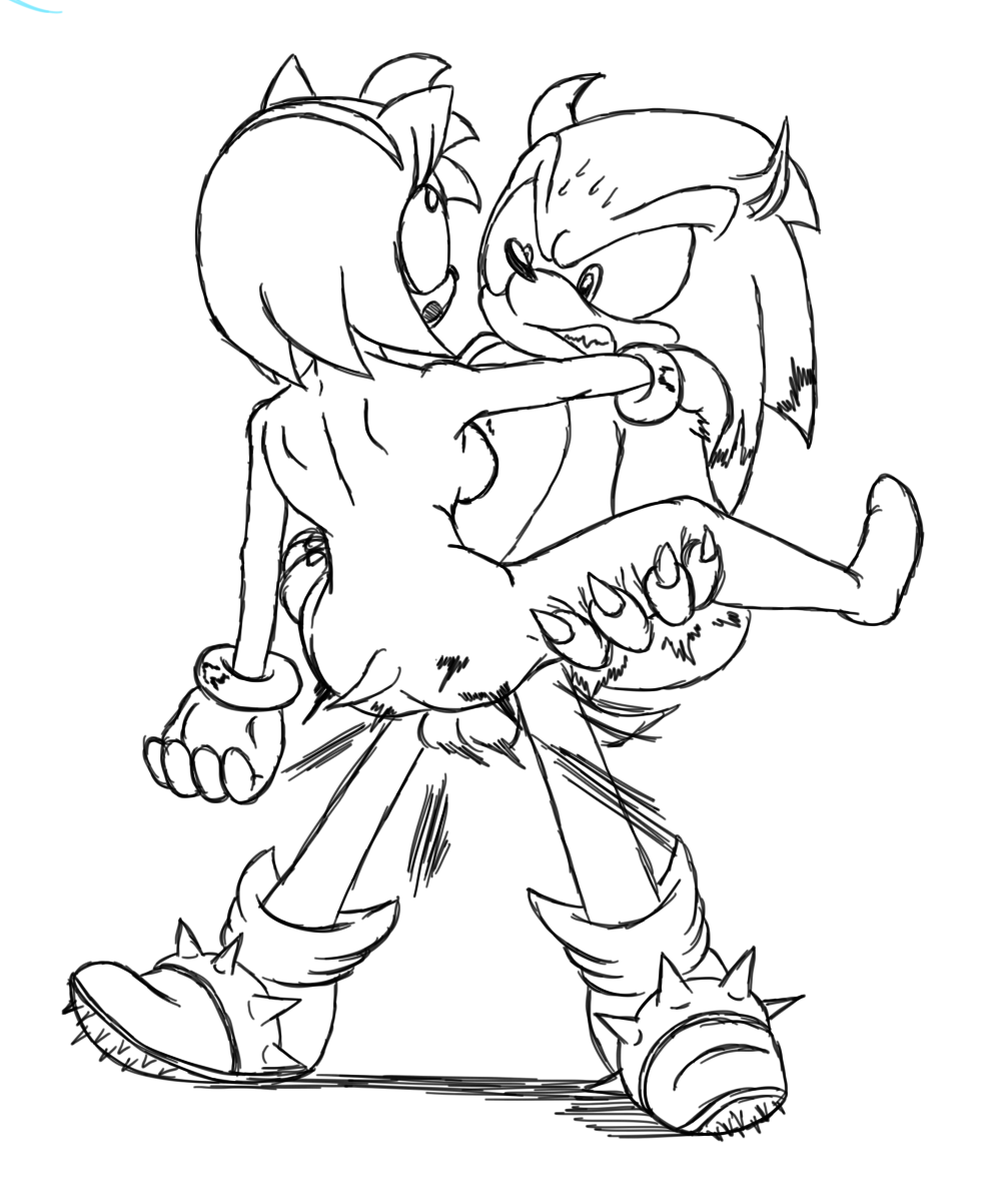 amy_rose anthro female furry furry_only gloves hedgehog male monochrome open_mouth penetration sex short_hair simple_background sonic_(series) sonic_the_hedgehog sonic_the_werehog spread_legs vaginal_penetration white_background wildswingding