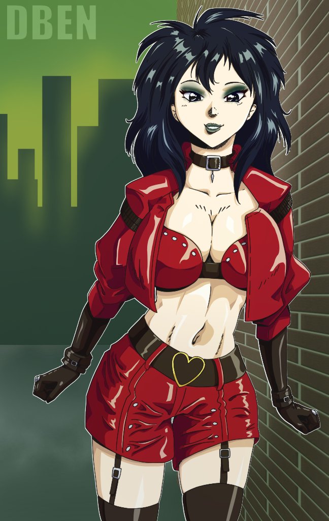 2d 2d_(artwork) armitage_hux armitage_iii athletic athletic_female bare_midriff big_breasts black_eyes black_hair breasts busty cleavage cosplay crop_top daisenseiben extreme_ghostbusters eyeshadow female female_focus female_only garter_straps ghostbusters goth goth_girl hourglass_figure kylie_griffin legwear lipstick long_hair makeup mascara navel outdoors tagme wide_hips