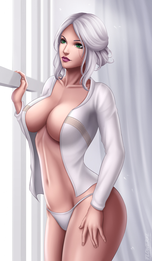 big breasts, breasts, cd projekt red, ciri, cleavage, cute, female, female only, flowerxl, large breasts, panties, solo, the witcher (series), the witcher 3: wild hunt