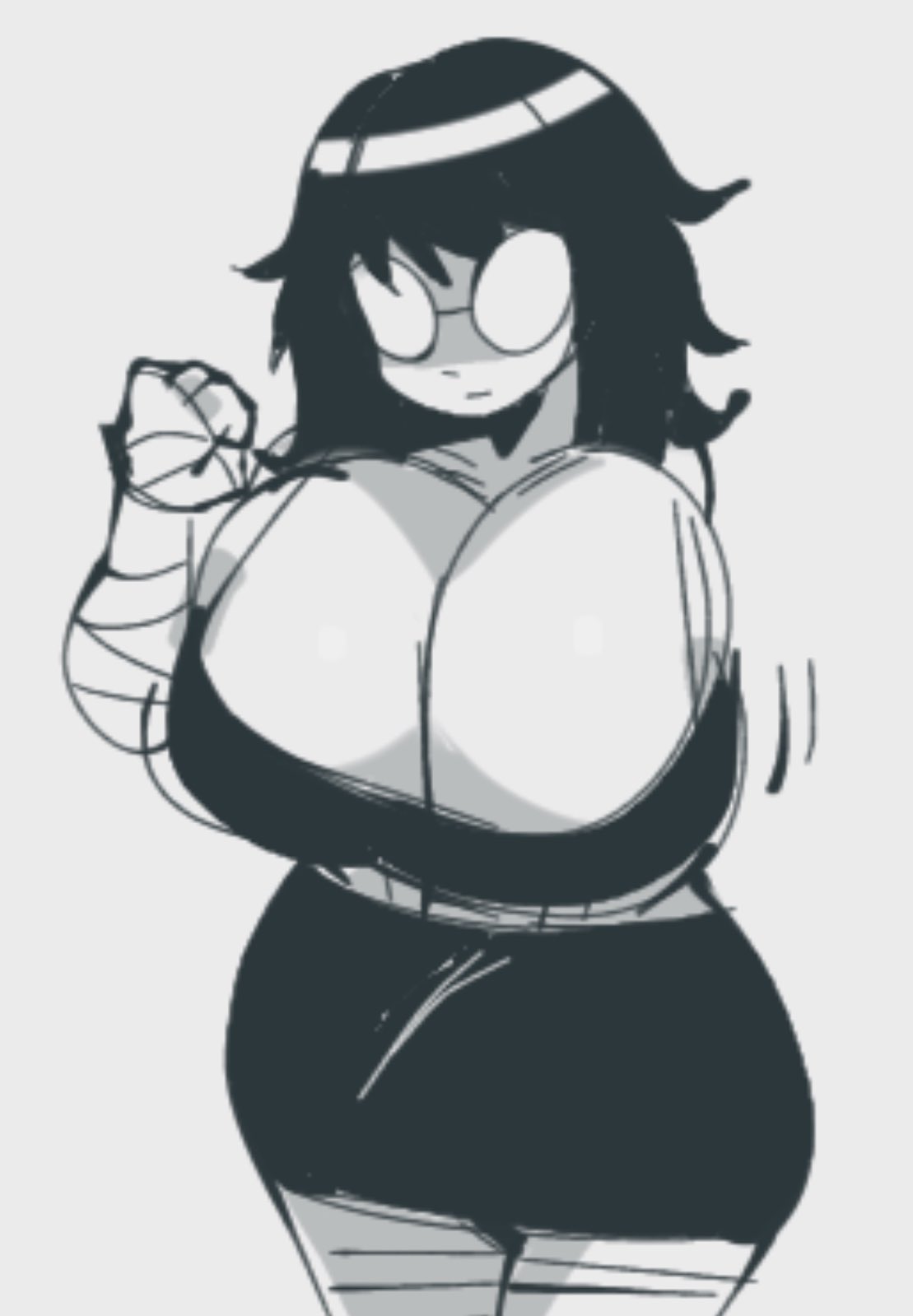 1girls, big breasts, breasts, breasts bigger than head, clothed, clothed female, clothing, female, female only, glasses, hips, long hair, lynette guycott, mstreetsamurai, scott pilgrim, skirt, solo, solo female, thighs