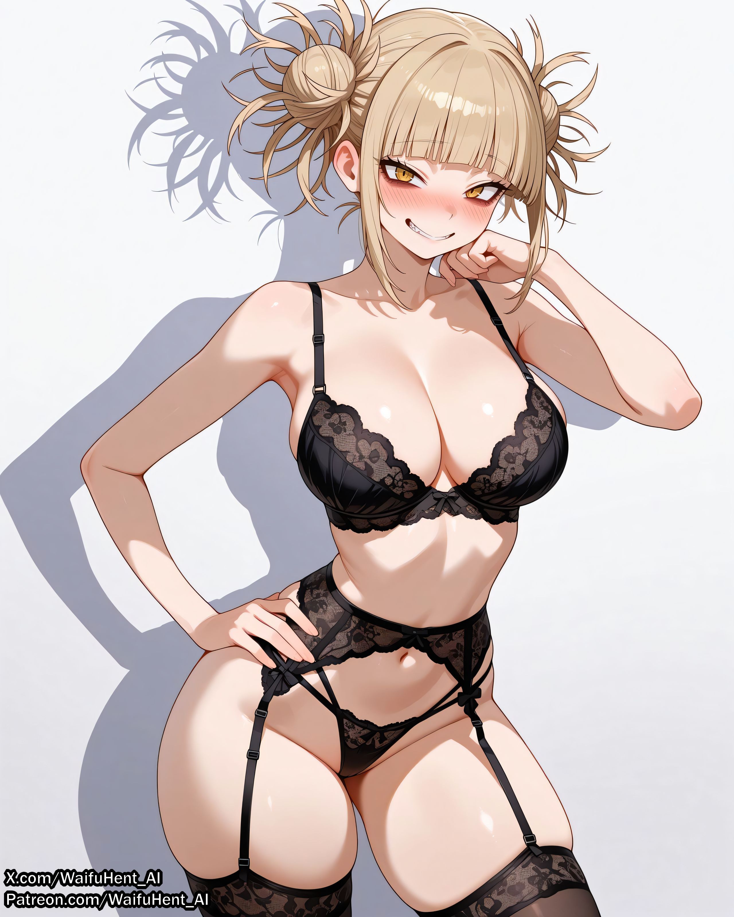 1girls, ai assisted, ai generated, anime, anime style, big ass, big breasts, black lingerie, blonde hair, blonde-haired female, boku no hero academia, breasts, buns, clitoris, curvaceous, curvaceous body, curvaceous female, curvaceous figure, evil, evil face, evil grin, female, female focus, fit female, girly, himiko toga, hourglass figure, huge ass, huge breasts, lingerie, my hero academia, pussy, sexy, shiny, toga himiko, uncensored, vagina, voluptuous, voluptuous female, waifu, waifu diffusion, waifuhent ai