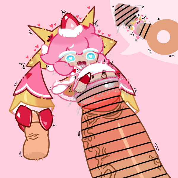 4cookie, cookie run, cookie run ovenbreak, femboy, femboy penetrated, food creature, giant penis, hi res, highres, impossible fit, lorennsfw, male, noncom, penis, rape, raped, strawberry crepe cookie, tagme, young