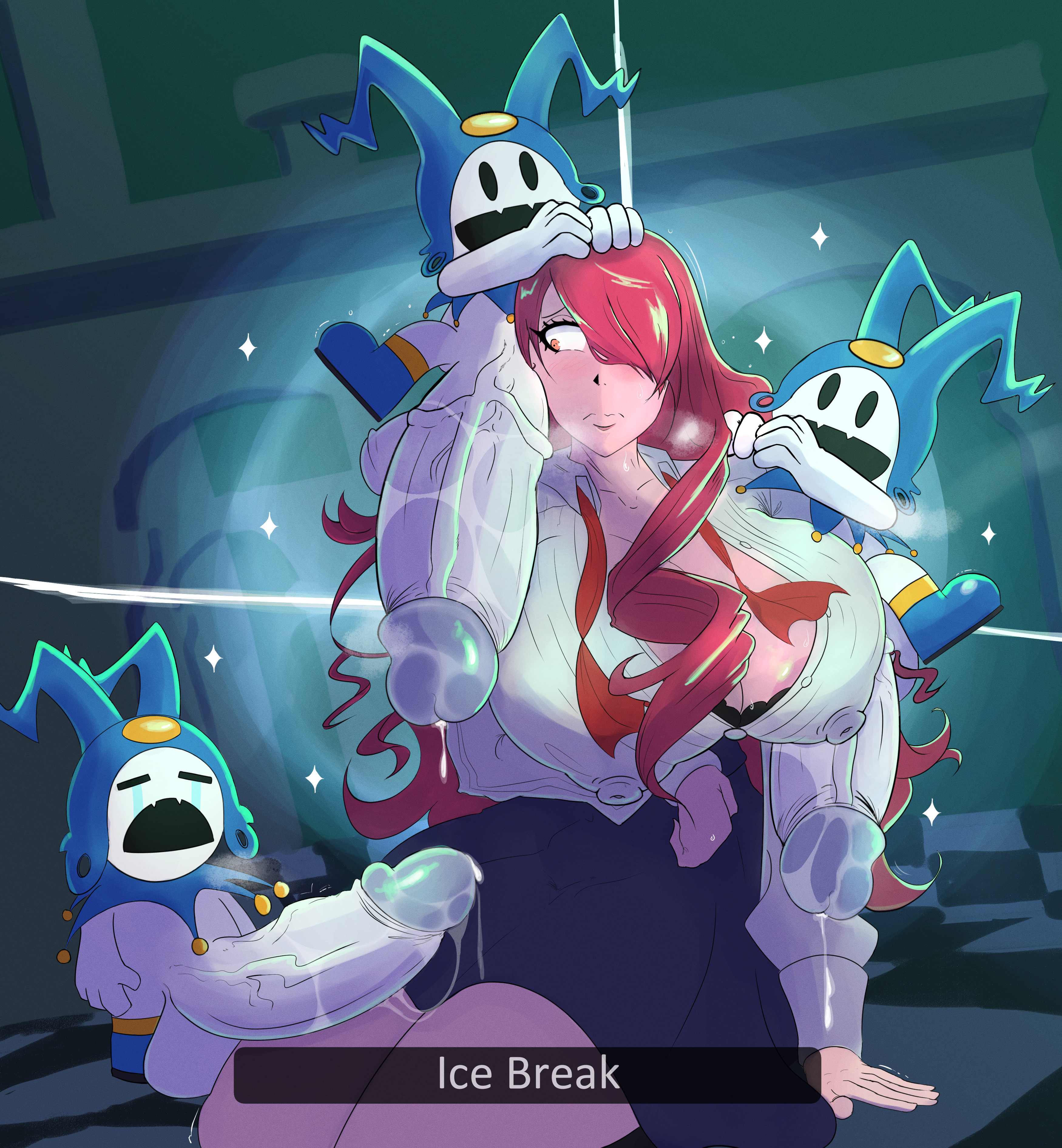 1girls, 2025, 3boys, areola slip, areolae, areolae peeking, areolae slip, atlus, big breasts, big penis, blush, bra, breasts, cleavage, erect nipples, female, game mechanics, gameplay mechanics, hi res, high resolution, highres, huge breasts, huge cock, imminent rape, intimidation, jack frost (megami tensei), large breasts, large penis, light skin, light-skinned female, male, megami tensei, mitsuru kirijo, nervous, nervous expression, nervous sweat, nipple bulge, nipples visible through clothing, pale skin, pale-skinned male, penis, penis awe, persona, persona 3, persona 3 reload, precum, precum drip, red hair, redhead, size difference, small but hung, small dom big sub, sweatdrop, thick thighs, veiny penis, yaboi77777