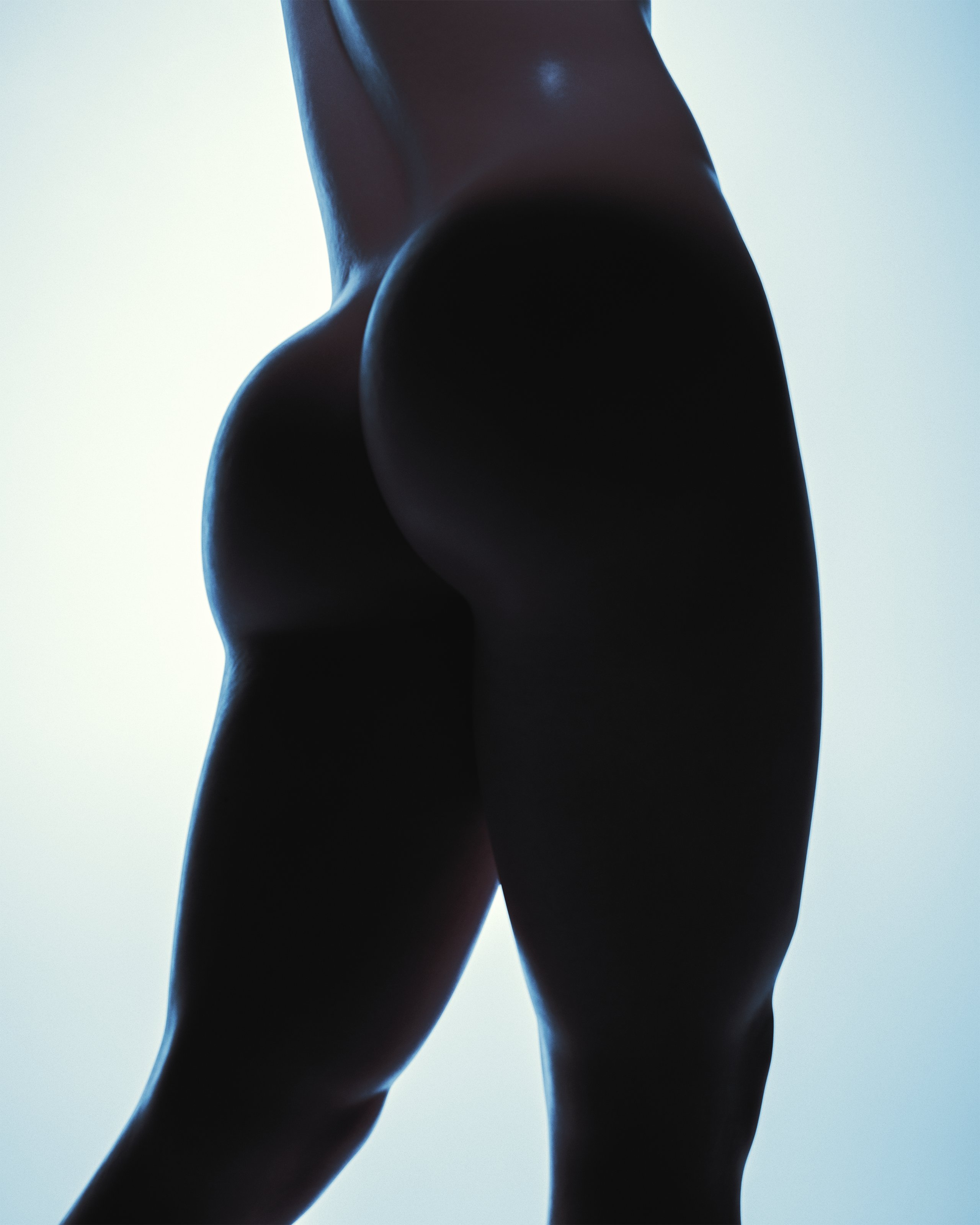 1boy, 2025, 3d, ass, ass shot, completely nude, male, male ass, male only, nier (series), nier: automata, nude, nude male, nv3d, rear view, simple background, standing, tagme, yorha 9s