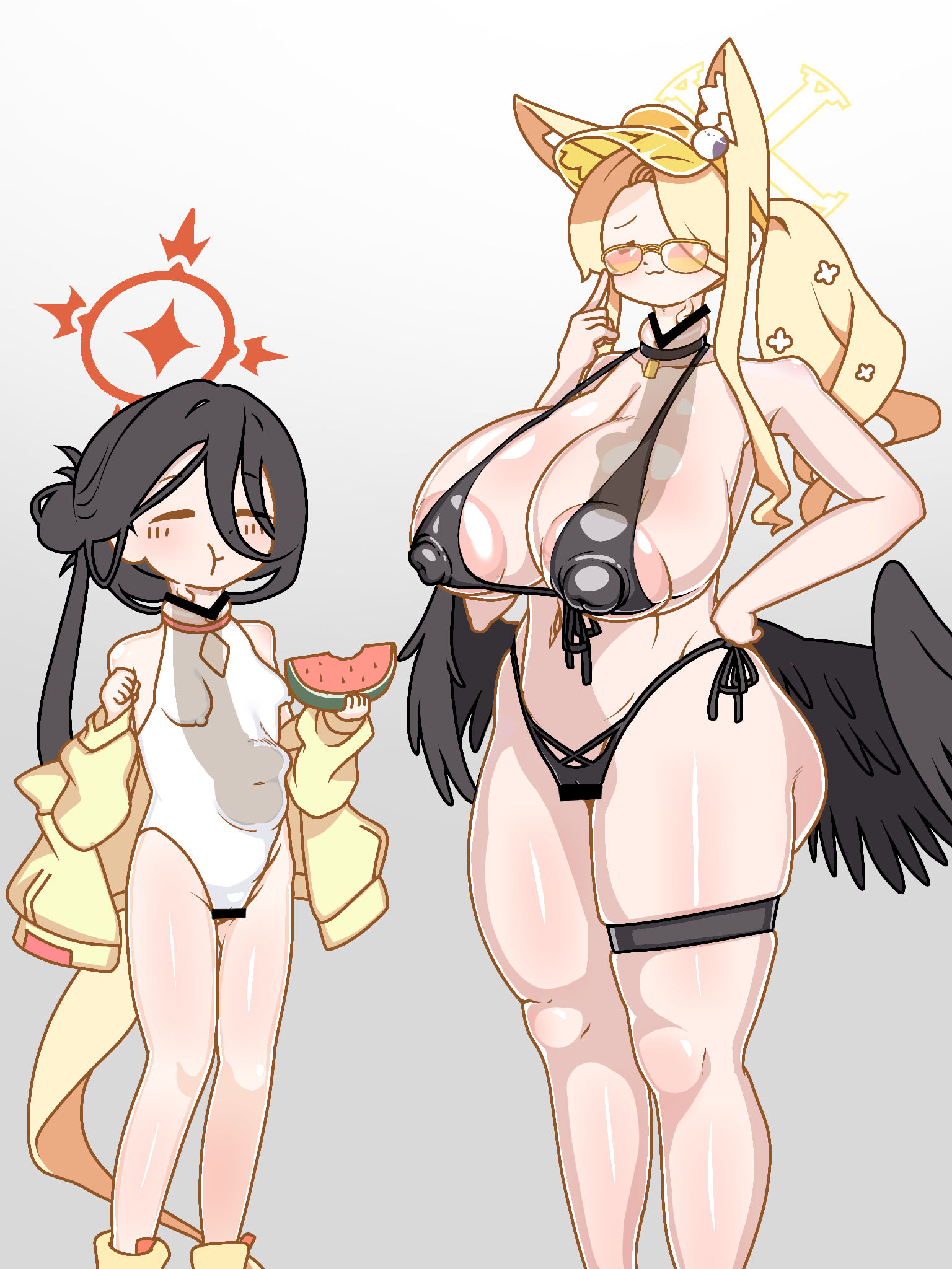 bar censor, blue archive, censored, female, futanari, hasumi (blue archive), headswap, hidden sex, huge cock, intersex, male, monophallia, multi genitalia, multi pussy, penis, penis neck, pussy, pussy neck, seia (blue archive), stomach bulge, unusual anatomy, unusual anatomy placement, unusual genitalia placement, unusual penis placement, unusual pussy placement, vaginal penetration, what