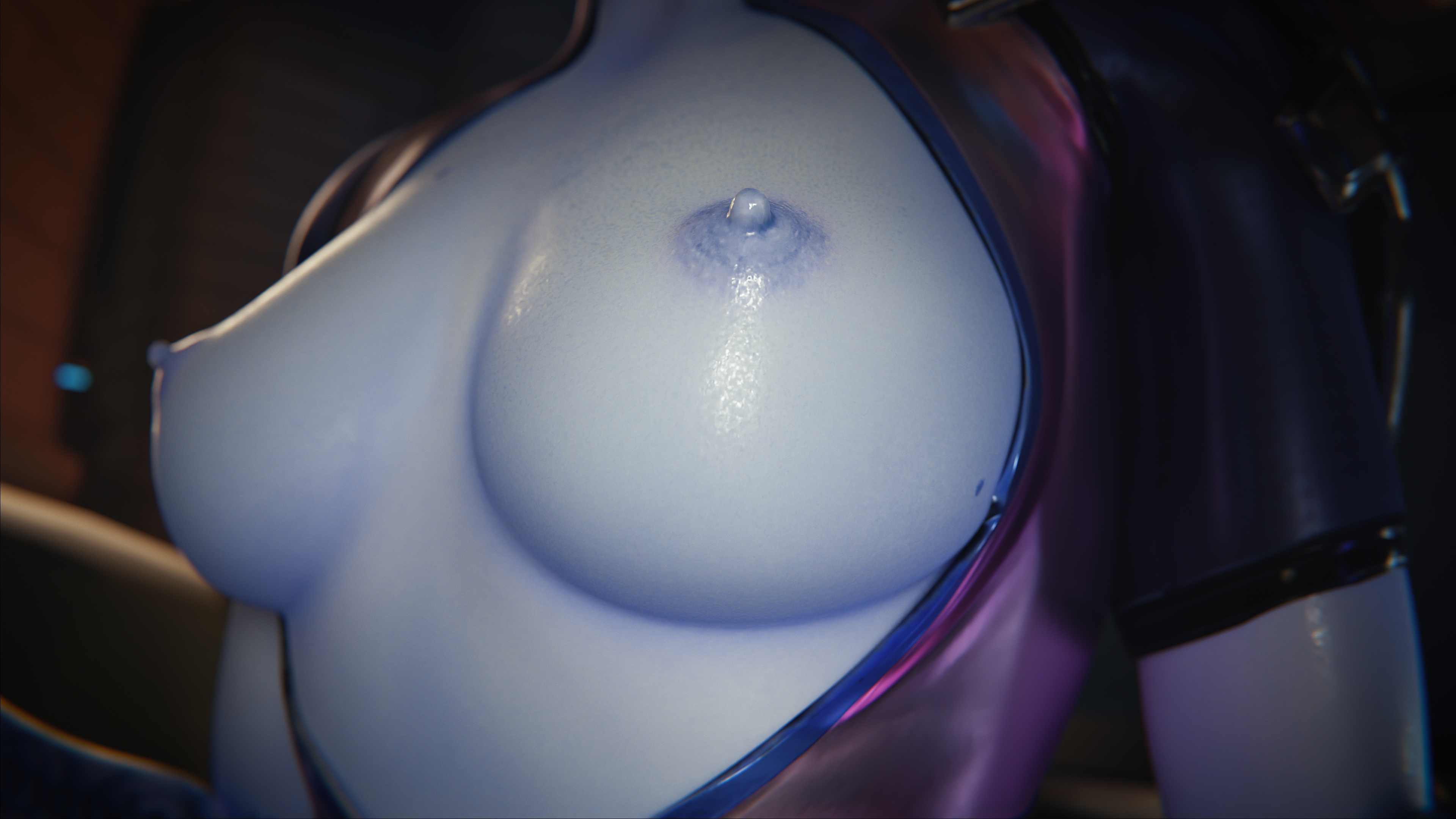 1girls, 2025, 3d, amelie lacroix, areolae, blue skin, blue skinned female, bodysuit, breasts, breasts out, close-up, detailed, exposed breasts, female, female focus, female only, leaning back, overwatch, overwatch 2, paris, rescraft, solo, solo female, widowmaker