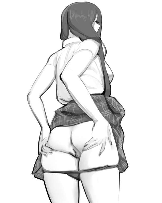 1girls, ass, ass spread, female, long hair, long-haired female, panties around legs, panties down, plaid skirt, skirt, skirt lift, skirt up, tagme, telepurte