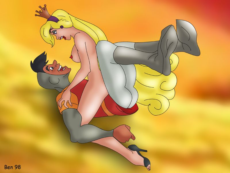 1990s 1998 1boy 1girls 20th_century ben_(artist) canon_couple cowgirl_position dirk_the_daring don_bluth dragon's_lair female male princess_daphne sex