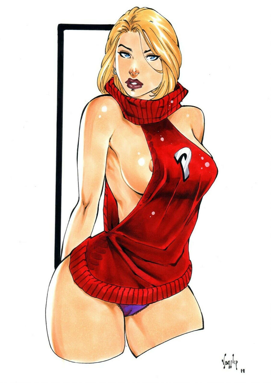 1girls 2019 alternate_costume arms_behind_back big_breasts blonde_hair blue_eyes breasts busty dated dc dc_comics earrings earth-2 earth2 earth_2 ed_benes_studio eyeshadow female female_only jsa justice_society justice_society_of_america karen_starr kryptonian large_breasts lipstick makeup mascara nipples panties partially_visible_nipples pink_nipples pinup power_girl purple_panties purple_thong red_lips red_lipstick red_sweater short_hair sideboob signature solo standing superheroine sweater thighs thong vagner_fernandes virgin_killer_sweater