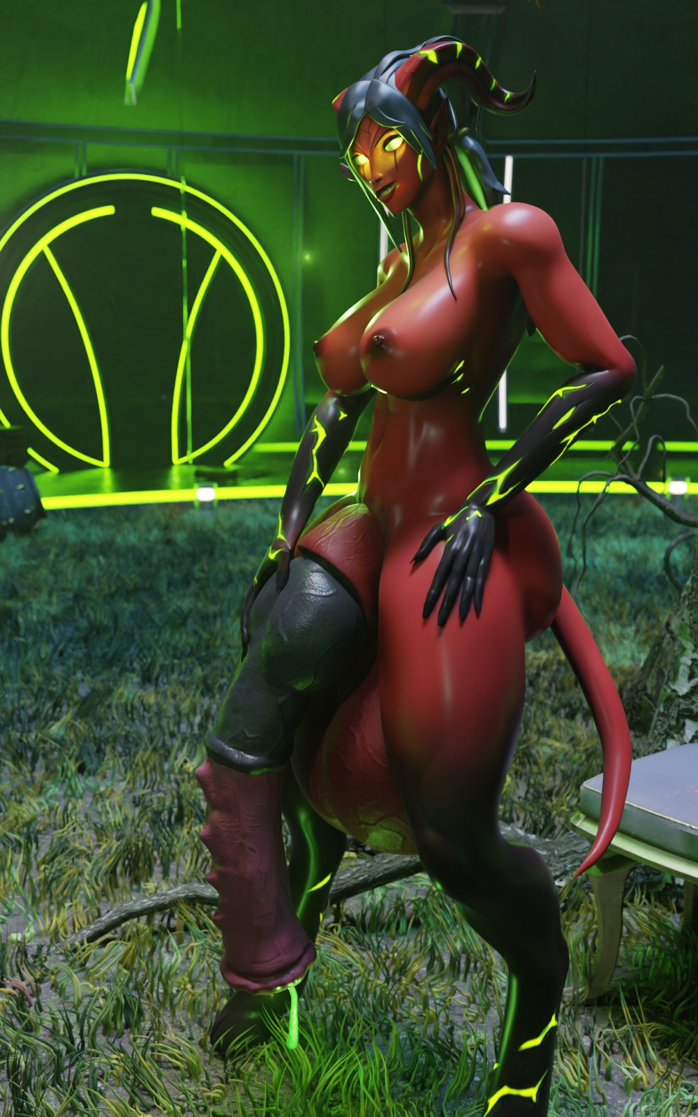3d 5:8 animal_genitalia animal_penis anthro ass big_breasts big_butt big_penis blender_(artwork) blizzard_entertainment breasts digital_media_(artwork) draenei equine_genitalia equine_penis eredar genitals gynomorph hi_res huge_cock intersex knot penis smile smiling_at_viewer smirk smirking_at_viewer spikes spikes_(anatomy) tail tiger_jhobs warcraft wide_hips