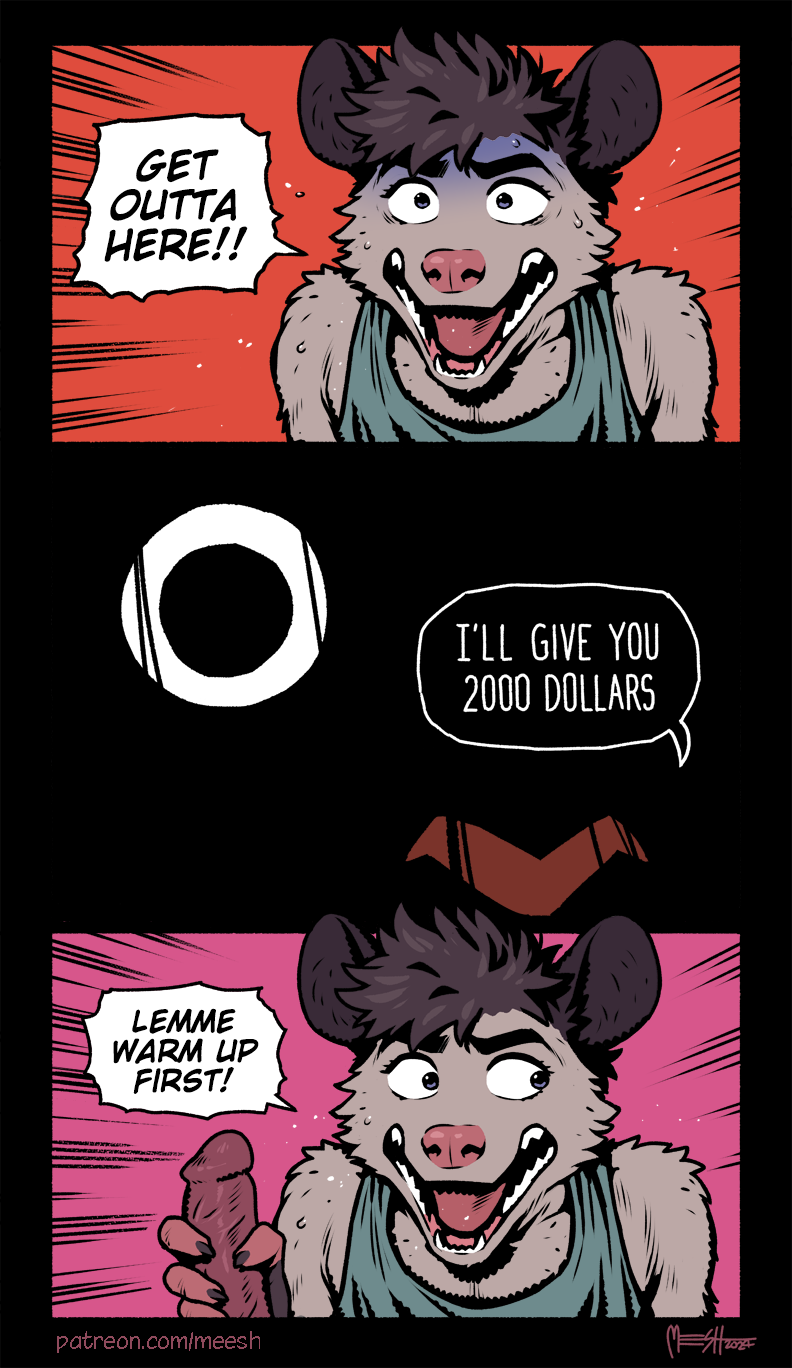 2024 american_opossum animal_dildo animal_sex_toy anthro bodily_fluids clothed clothing creepy darkness dialogue digital_drawing_(artwork) digital_media_(artwork) dildo duo english_text equine_dildo erection fur genitals grey_body grey_fur hair hi_res looking_at_another male mammal marsupial meesh monster nightmare_fuel sex_toy shadow_face shirt sweat tan_body tan_fur tank_top teeth text topwear yelling