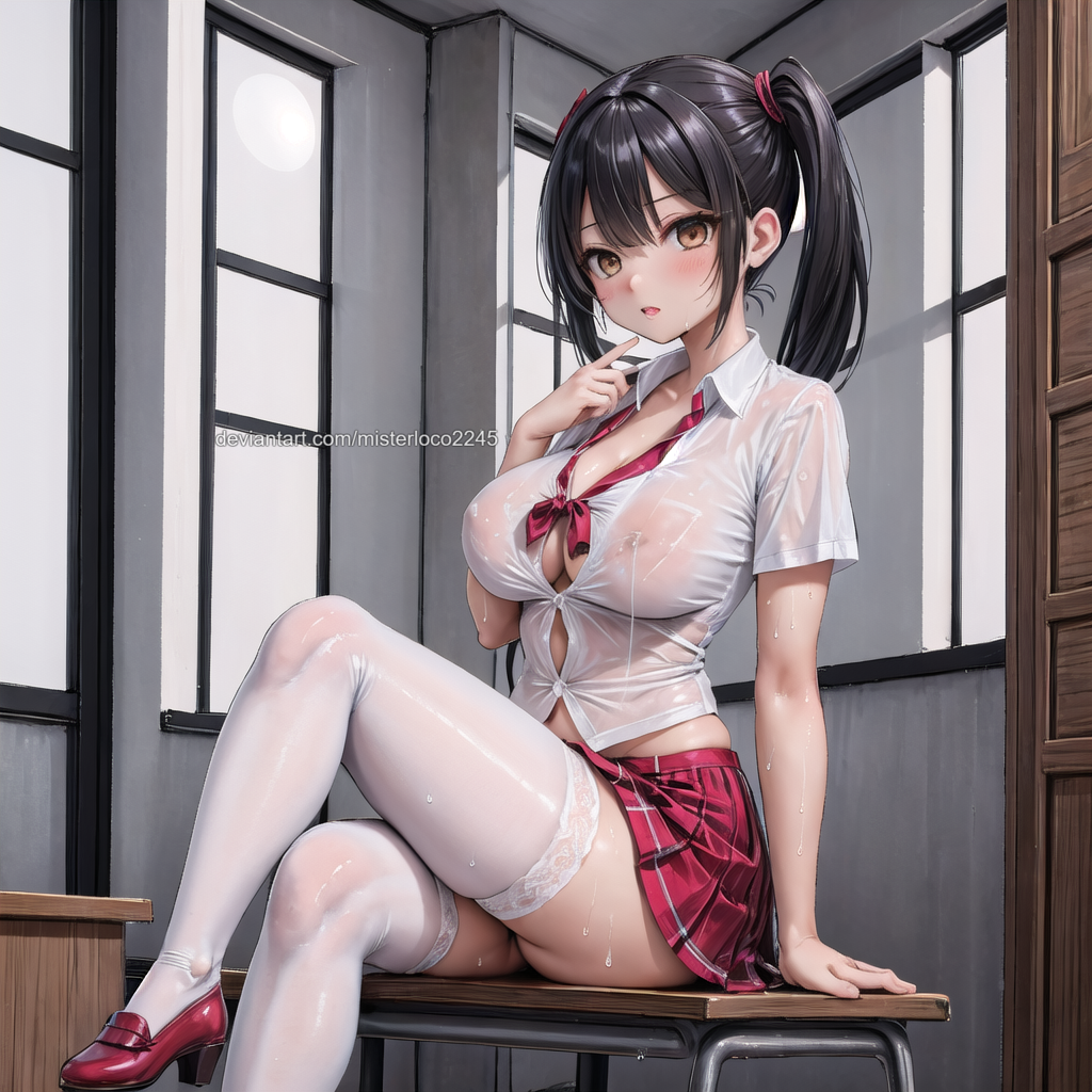 ai_generated anime_style big_breasts big_muscles breasts curvy_figure hentai japanese_female school_uniform schoolgirl