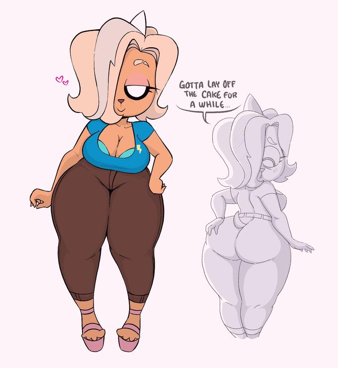 adventure time, artist request, ass, big ass, breasts, bronwyn, cleavage, female, furry, gilf, grabbing ass, source request, thick thighs, tight pants