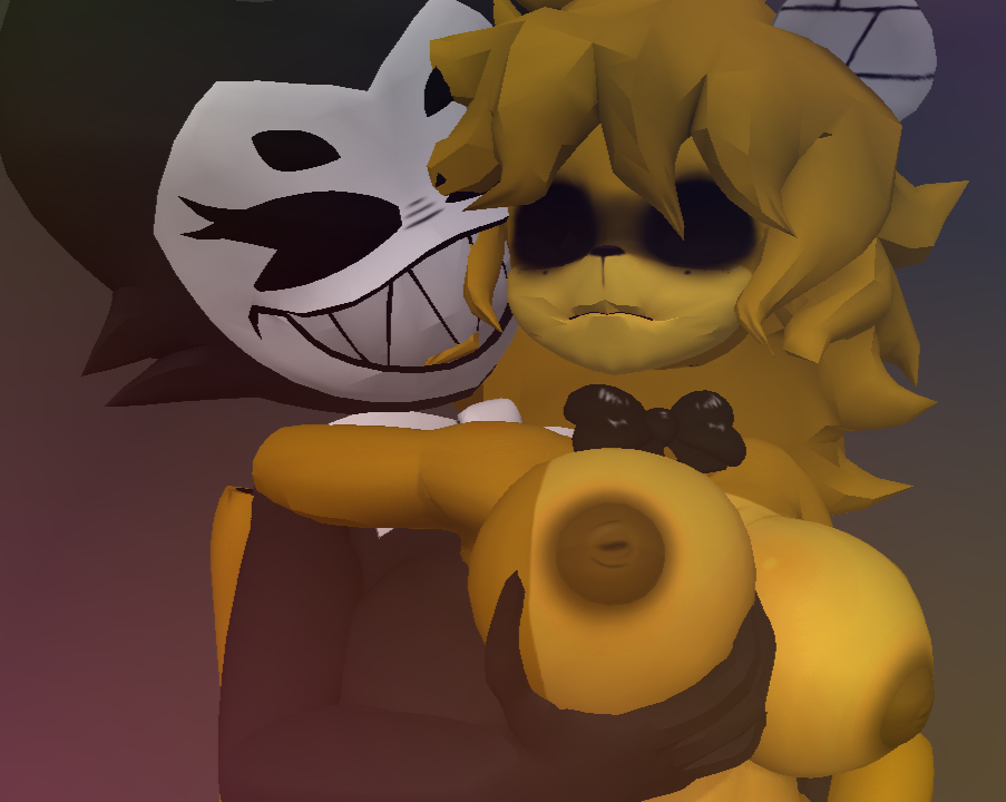 1futa 1girls 3d bendy_and_the_ink_machine big_breasts cally3d darling_(cally3d) five_nights_at_freddy's futanari golden_freddy_(fnaf) grabbing_breasts ink_demon type_0