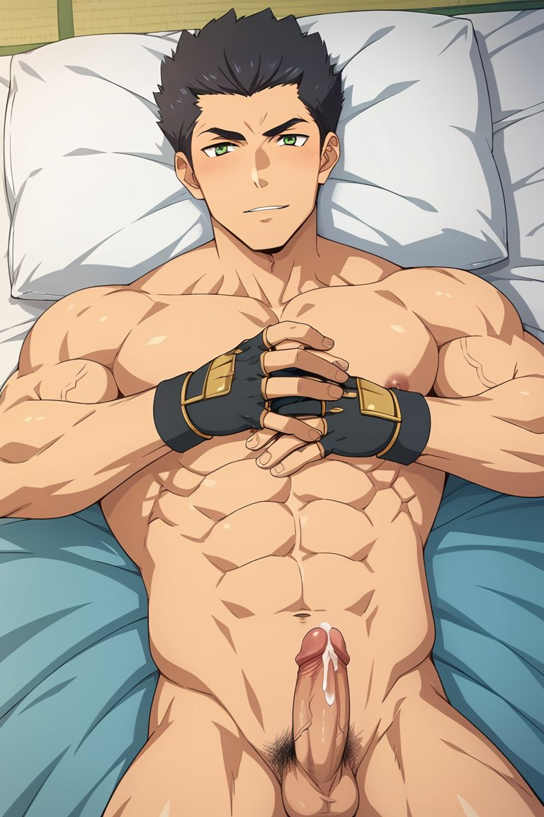 abs ai_generated balls bara biceps big_balls big_penis cum dungeon_ni_deai_wo_motomeru_no_wa_machigatteiru_darou_ka erection kashima_ouka male male_nipples male_only manly muscular_male nipples nude pecs penis pervirexartt