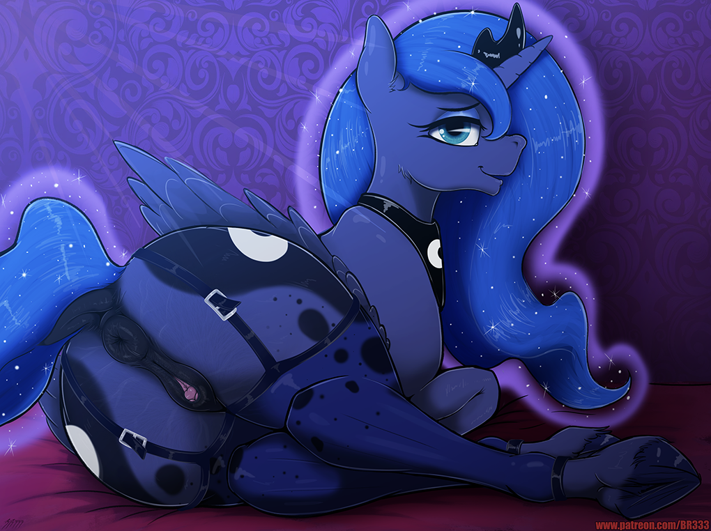 alicorn animal_genitalia big_ass big_butt br333 clitoris commission equine equine_pussy female friendship_is_magic horse mare mare_pussy my_little_pony my_little_pony my_little_pony_friendship_is_magic nsfw pony ponytail princess_luna_(mlp) straps tail thighhighs