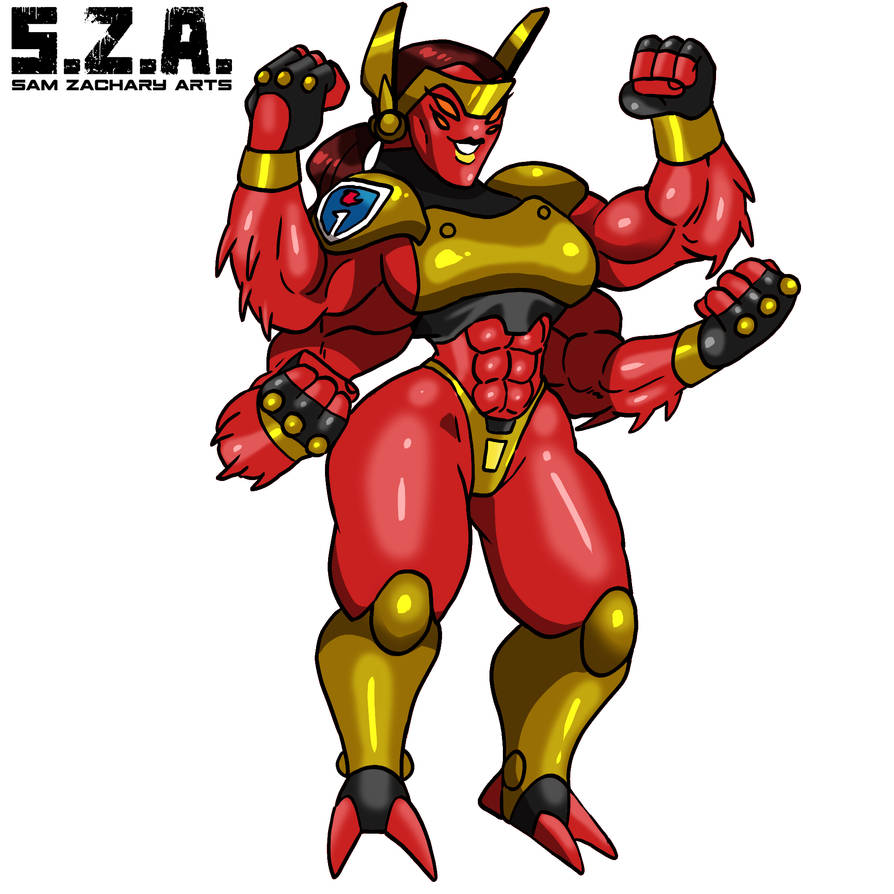 4_arms 4_ears abs alien alien_girl alien_humanoid ben_10 cartoon_network female female_focus female_only multi_arm multi_eye multi_limb muscle muscle_girl muscles muscular muscular_female orange_eyes red_body samzacharyarts skimpy skimpy_armor skimpy_outfit tetramand tini warner_bros warner_brothers