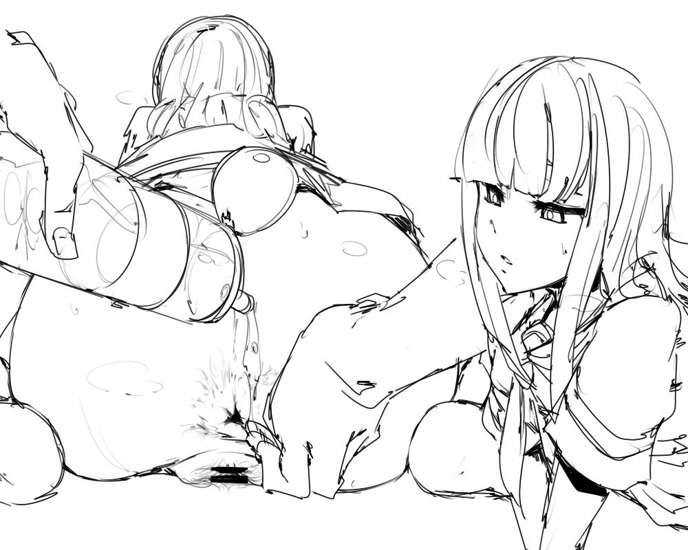 anus ass bunny_tail enema female female_focus female_only femsub from_behind lube p_(tidoriashi) sketch tagme