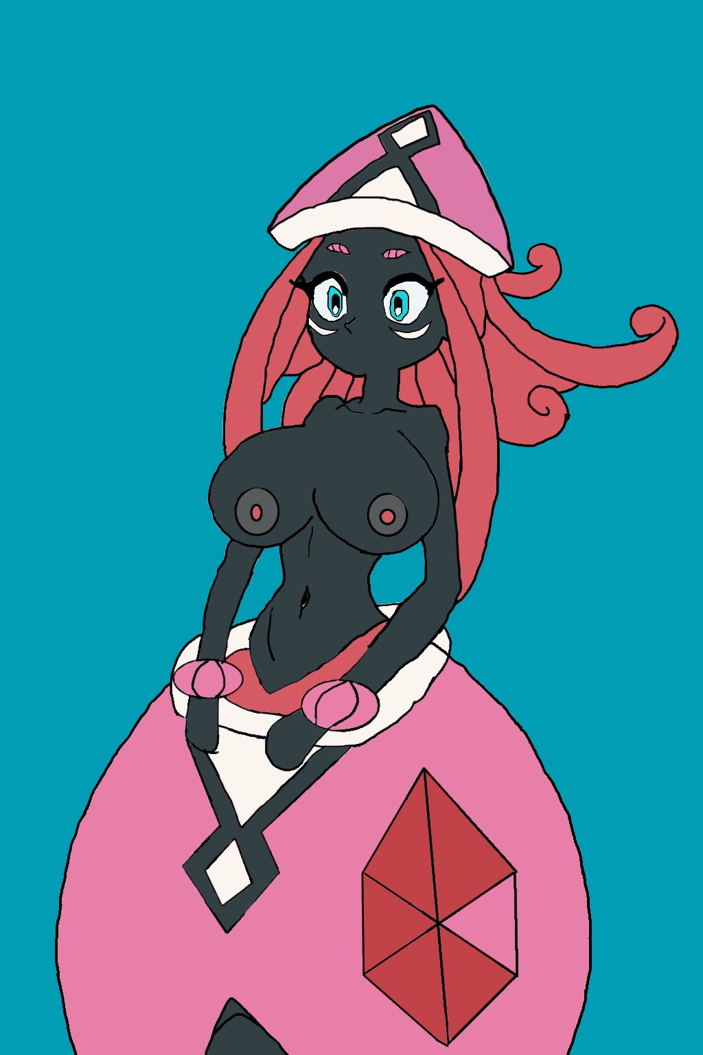 big_breasts black_body dark-skinned_female dark_skin female female female female_focus pokemon pokemon pokemon_(species) rcos solo solo_female solo_focus tapu_lele