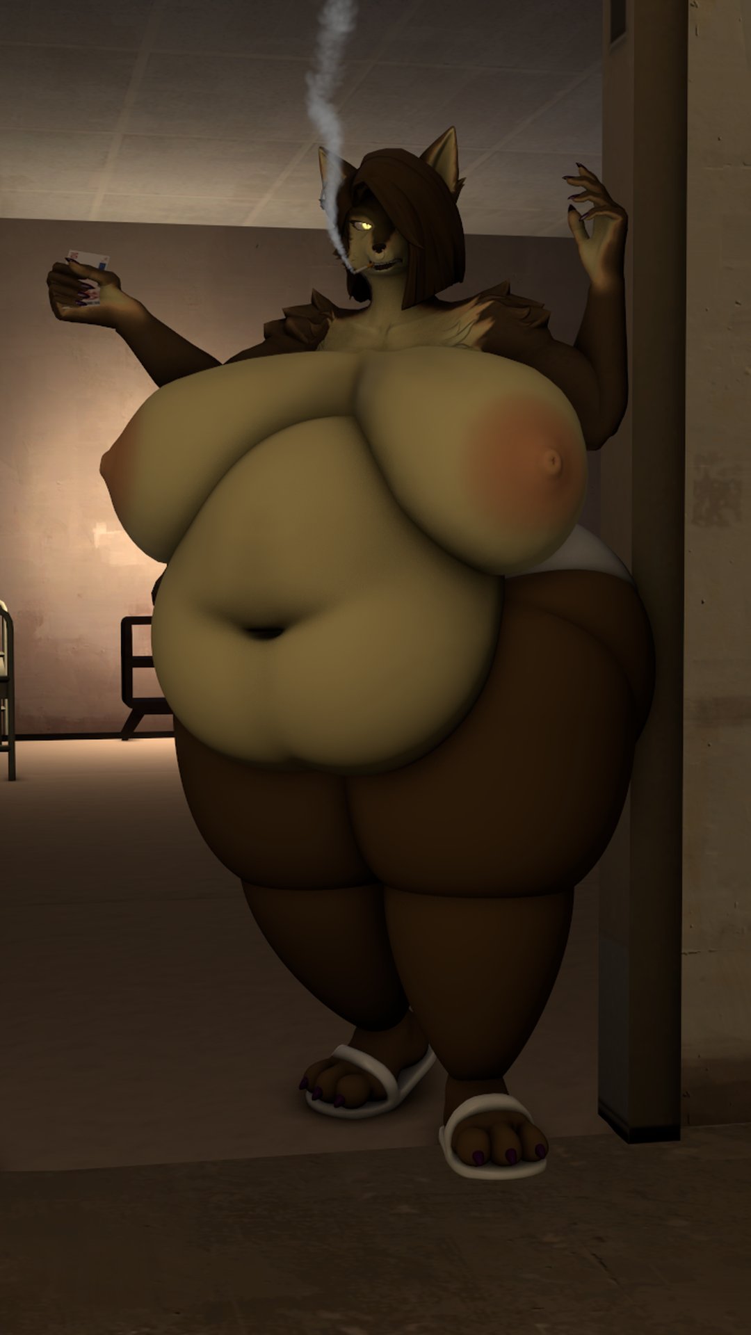 bbw breasts cleavage female furry huge_breasts kingofthekabuto morbidly_obese morbidly_obese_anthro morbidly_obese_female nipples overweight queenofthekabuto thick_thighs wide_hips