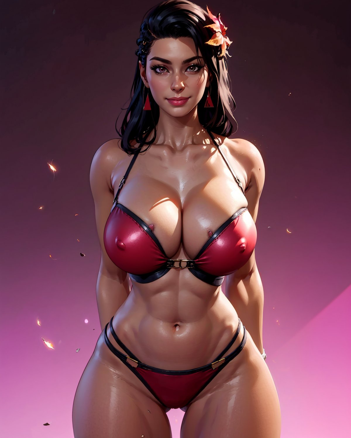 1girls abs ai_generated azucena_milagros_ortiz_castillo bandai_namco belly_button big_ass big_breasts bikini bikini_bottom bikini_top breasts busty cleavage cleavage_overflow curvy curvy_female dark-skinned_female dark_skin earrings erect_nipples erect_nipples_under_clothes feather_hair female female_only fit_female fr34ky hair_ornament huge_breasts large_breasts latina looking_at_viewer medium_hair namco nipples nipples_visible_through_bikini nipples_visible_through_clothing peruvian_female seductive_smile simple_background smile solo standing stomach swimsuit tekken tekken_8 thick_thighs thighs tomboy video_game_character video_games wide_hips