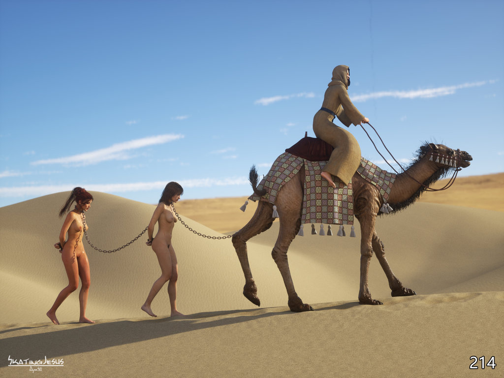 3d arms_behind_back barefoot bondage breasts camel captured caravan chains coffle collar desert female femsub leash multiple_females multiple_girls multiple_subs nude skatingjesus slave slavegirl