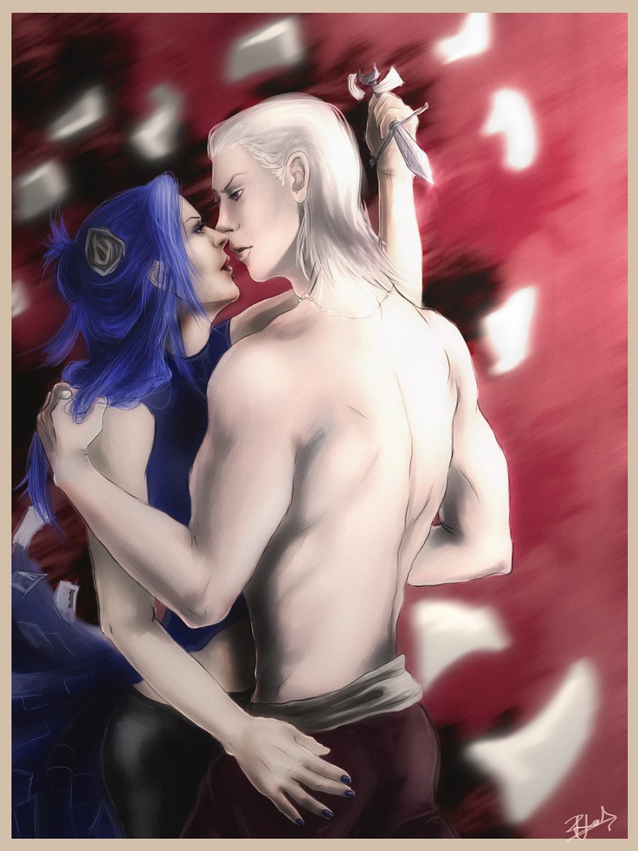 1boy 1girls blue_hair blue_hair_female blue_nails face-to-face female hair_grab hand_on_ass hidan knife konan male male/female naruto naruto_(series) naruto_shippuden painted_nails shirtless shirtless_male straight