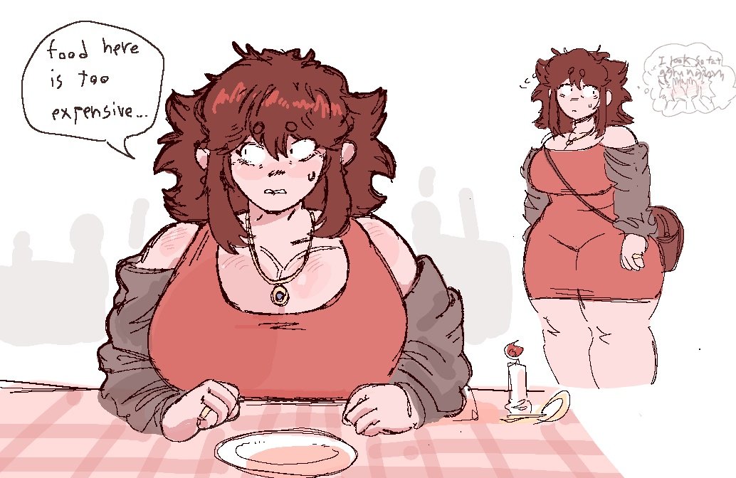 1girls, 2020s, 2026, 2026s, auburn hair, bbw, chubby, chubby female, cleavage, digital drawing (artwork), digital media (artwork), friday night funkin, friday night funkin mod, funny, girlfriend (friday night funkin), huge breasts, huge thighs, korean nooby (artist), massacre girlfriend (friday night funkin), millie (mistful crimson morning), mistful crimson morning, nervous, nervous sweat, oc, original, thick thighs, thought bubble, tight clothing, wide hips