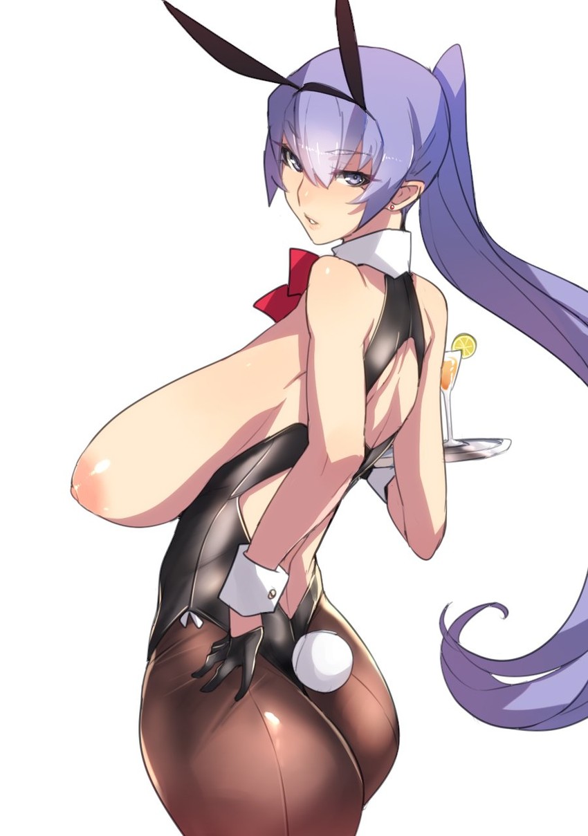 ban!_(bansankan) big_ass bunny_ears bunnysuit massive_breasts nice_ass ponytail purple_hair