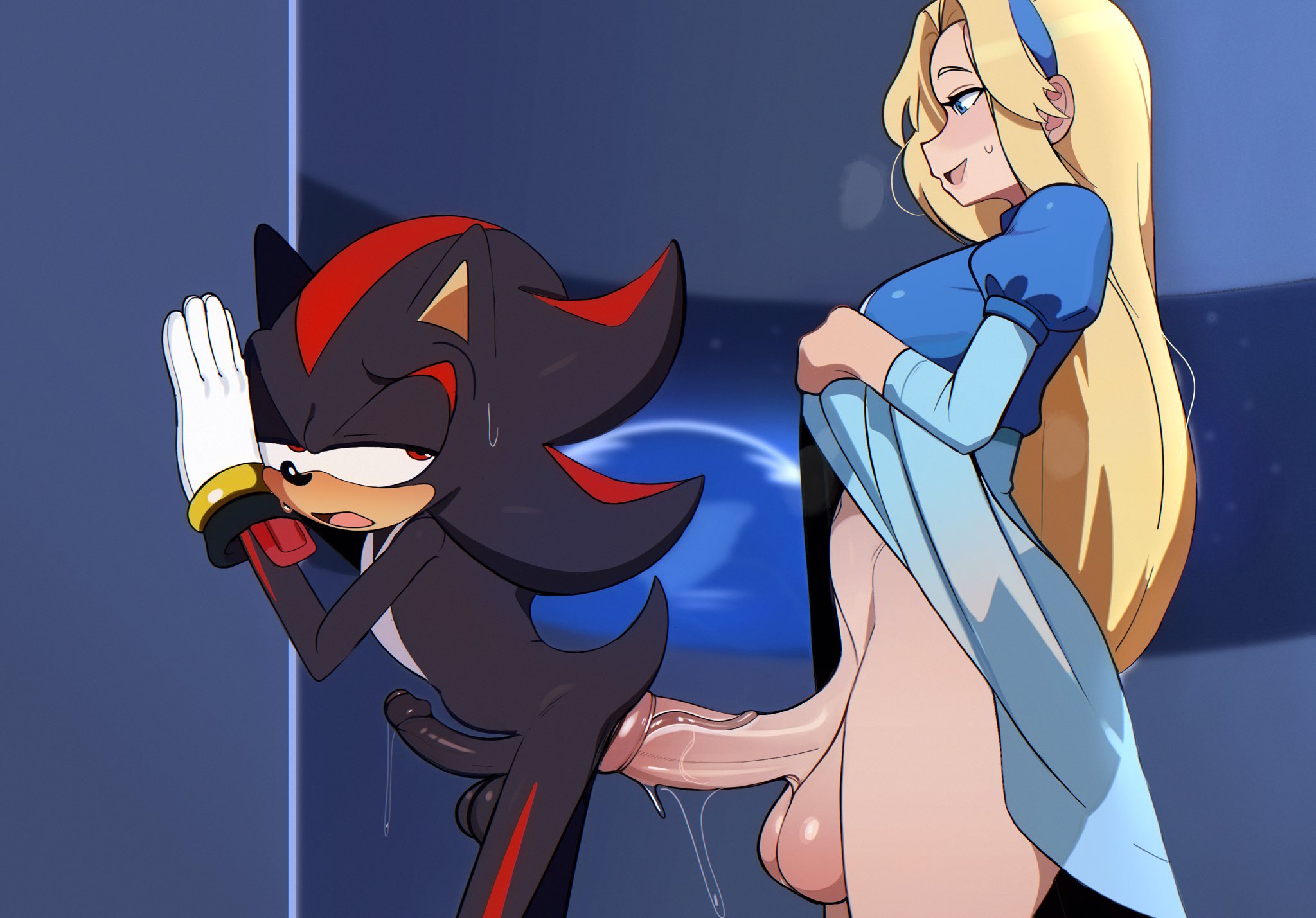 1boy, 1futa, 2025, 2d, 2d (artwork), 2d artwork, against wall, aged up, anal, anal penetration, anal sex, anthro, anthro penetrated, balls, ballsack, big balls, big penis, black body, black fur, blonde, blonde female, blonde hair, digital art, digital drawing (artwork), digital media (artwork), dress, dress lift, female, futa, futa cock, futa focus, futa is bigger, futa on male, futa only, futa penetrating, futa penetrating male, futa/male, futadom, futanari, hedgehog, hereapathy, human, human on anthro, imminent anal, imminent anal penetration, imminent anal sex, imminent futa on male, imminent sex, intersex, intersex penetrating, intersex penetrating male, intersex/male, interspecies, large penis, male, malesub, maria robotnik, mobian, pale skin, penetration, penis, red fur, sega, sex, shadow the hedgehog, size difference, skirt lift, sonic (series), sonic the hedgehog (series), submissive, submissive male, tagme, thick penis