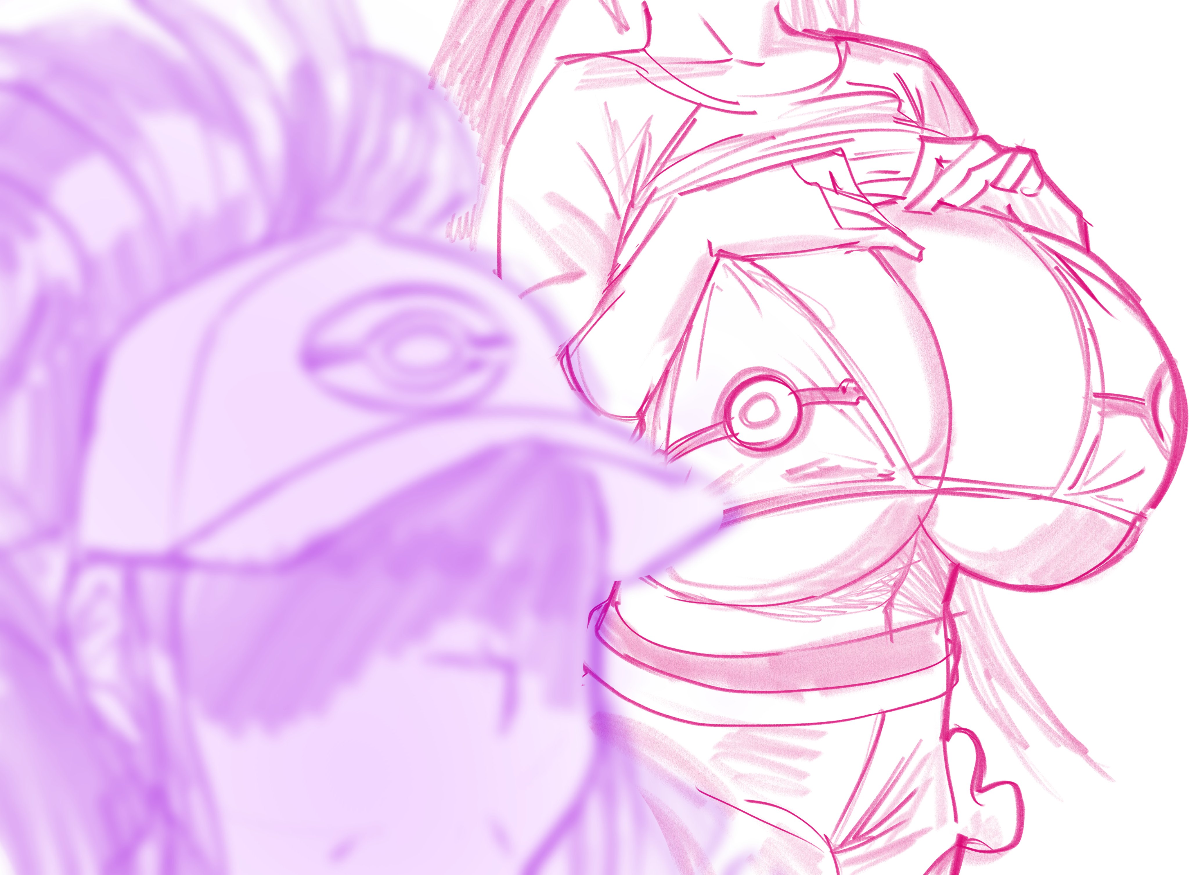 2girls, auroch nsfw, big breasts, bikini, breast envy, breasts, busty female, covered nipples, female, hilda (pokemon), pokemon, pokemon bw, pokemon bw2, rosa (pokemon), short hair, sketch, yuri
