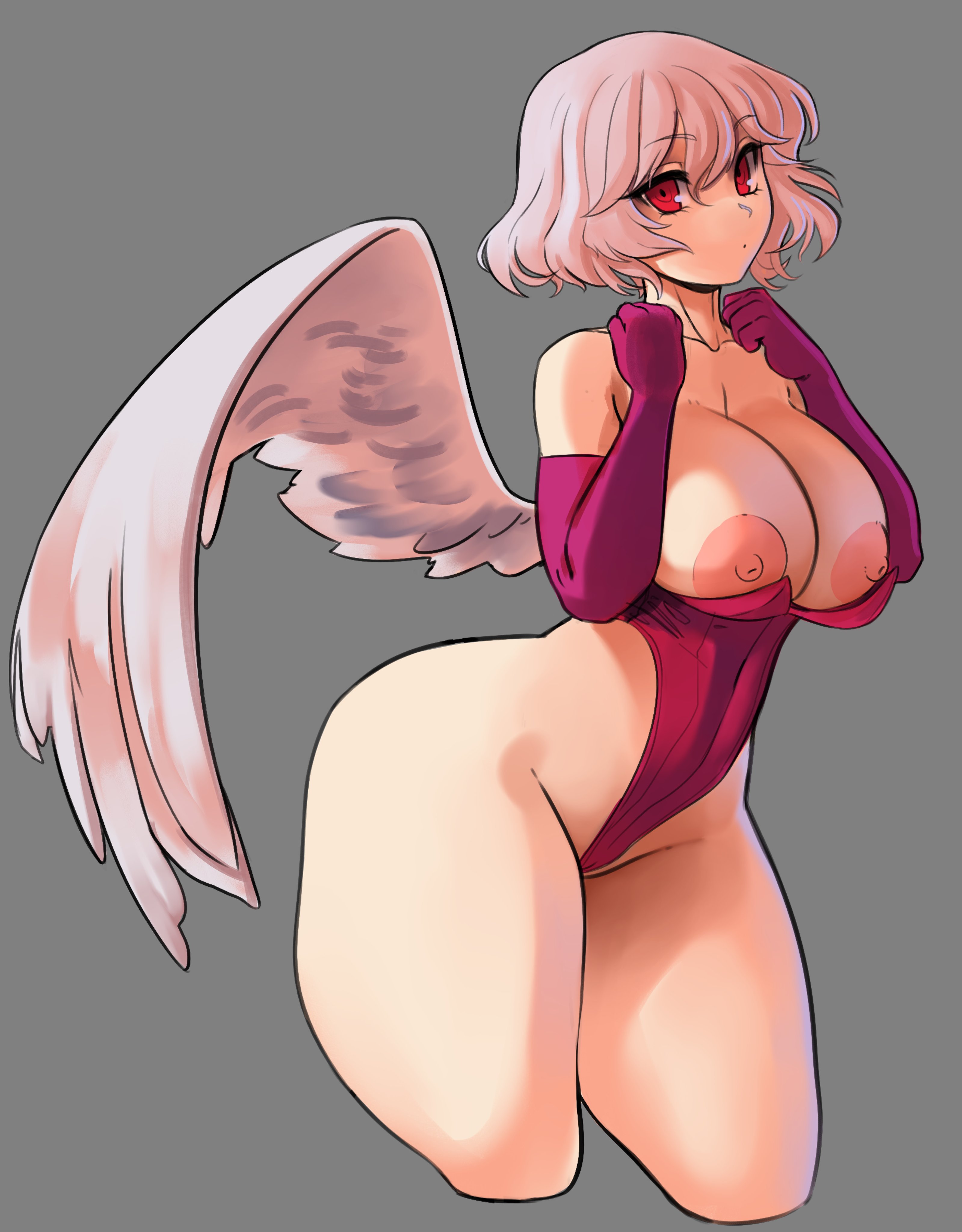 1girls, ass, breasts, breasts out, exnezo, female, huge ass, partially clothed, sagume kishin, tagme, tits out, touhou