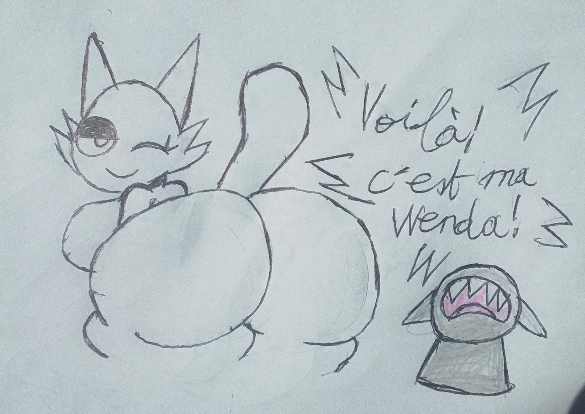 ass, big ass, bubble ass, bubble butt, cuckold, french text, gray (sprunki), presenting hindquarters, sharing partner, sprunki, thick ass, thick thighs, wenda (sprunki), yanniku-san