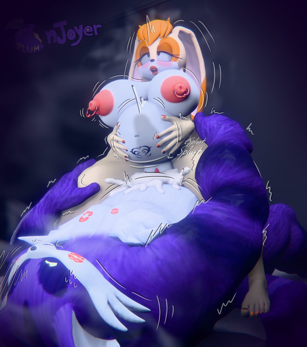 3d, anthro on anthro, big belly, big breasts, big penis, big the cat, breasts, cum, cum inside, female, male, male/female, penis, plumenjoyerse, sega, sonic (series), sonic the hedgehog (series), vanilla the rabbit