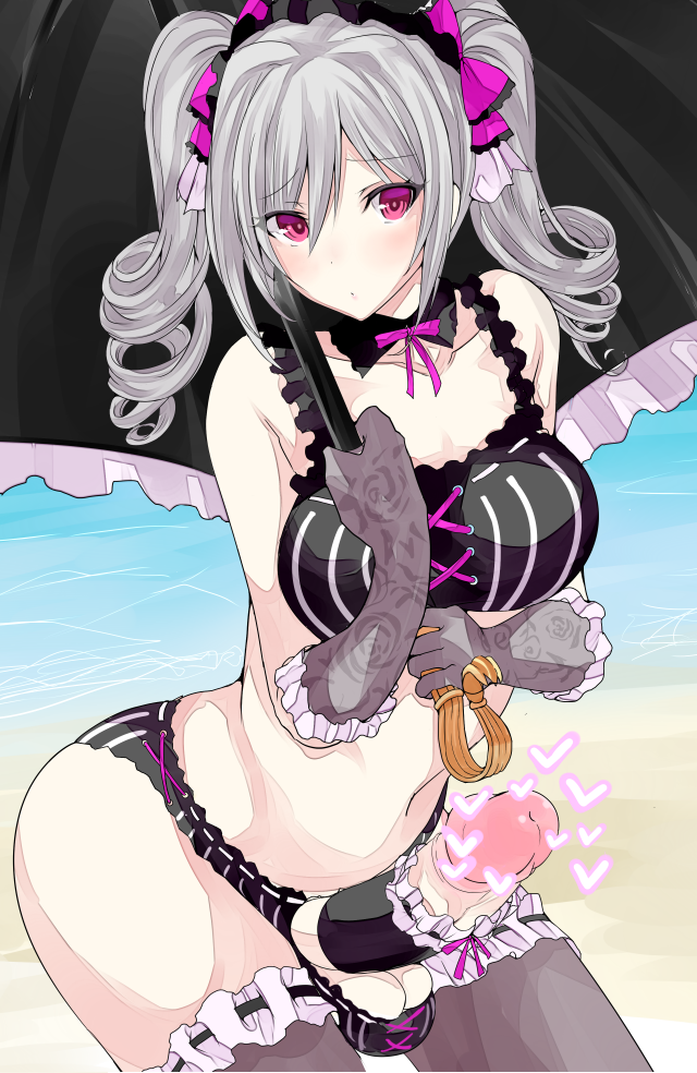 1futa artist_request censored erection futa_only futanari grey_hair horns idolmaster intersex kanzaki_ranko large_penis penis solo standing testicles twintails